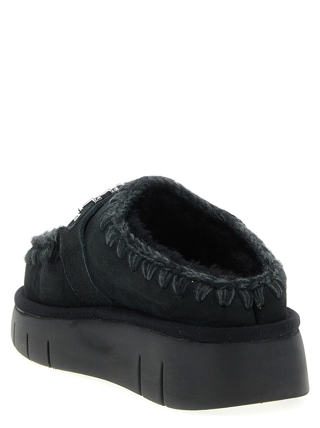 Mou Black Lamb Leather Clogs
