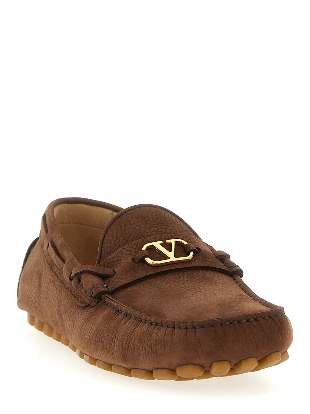 Valentino Garavani Brown Calfskin Slip-On Loafers