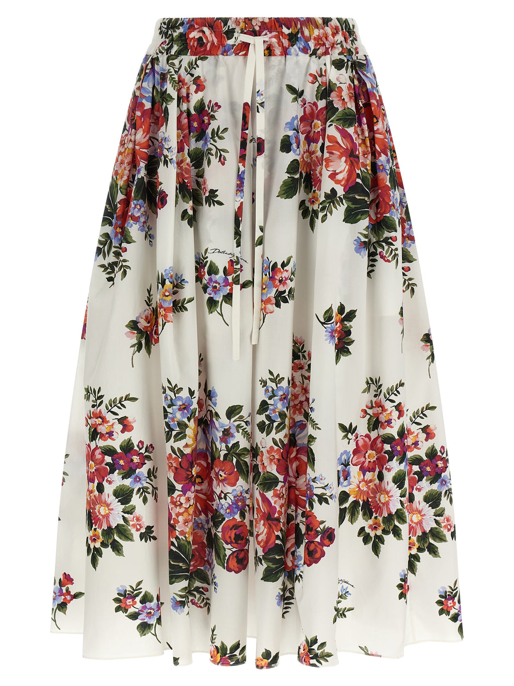 Dolce & Gabbana White Cotton Midi Skirt