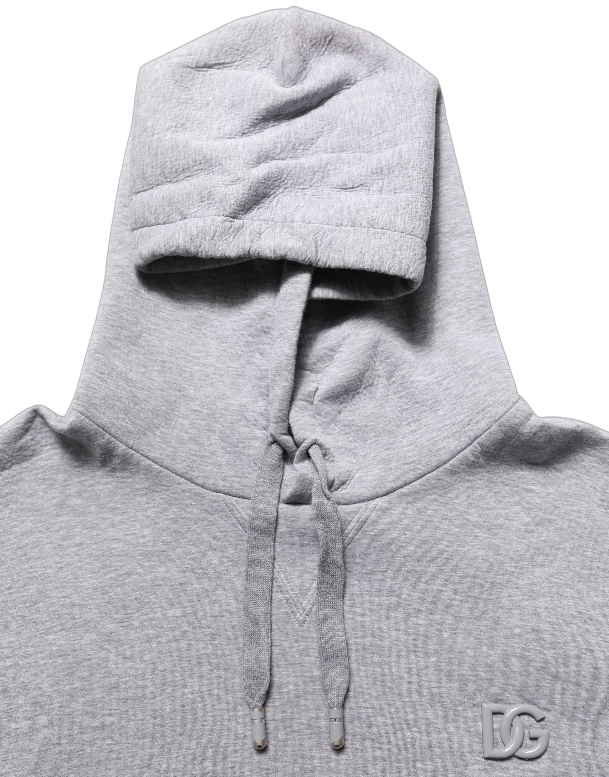 Dolce & Gabbana Gray Cotton Logo Hooded Sweatshirt Sweater
