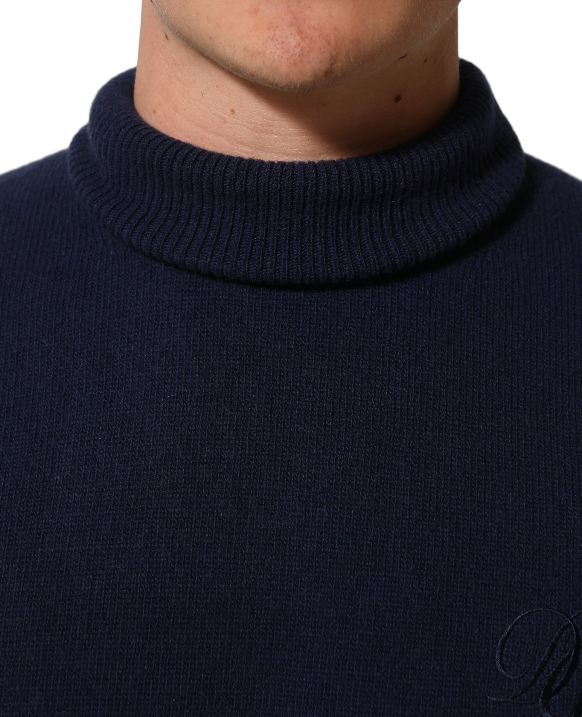 Dolce & Gabbana Blue Wool Knit Turtleneck Pullover Sweater
