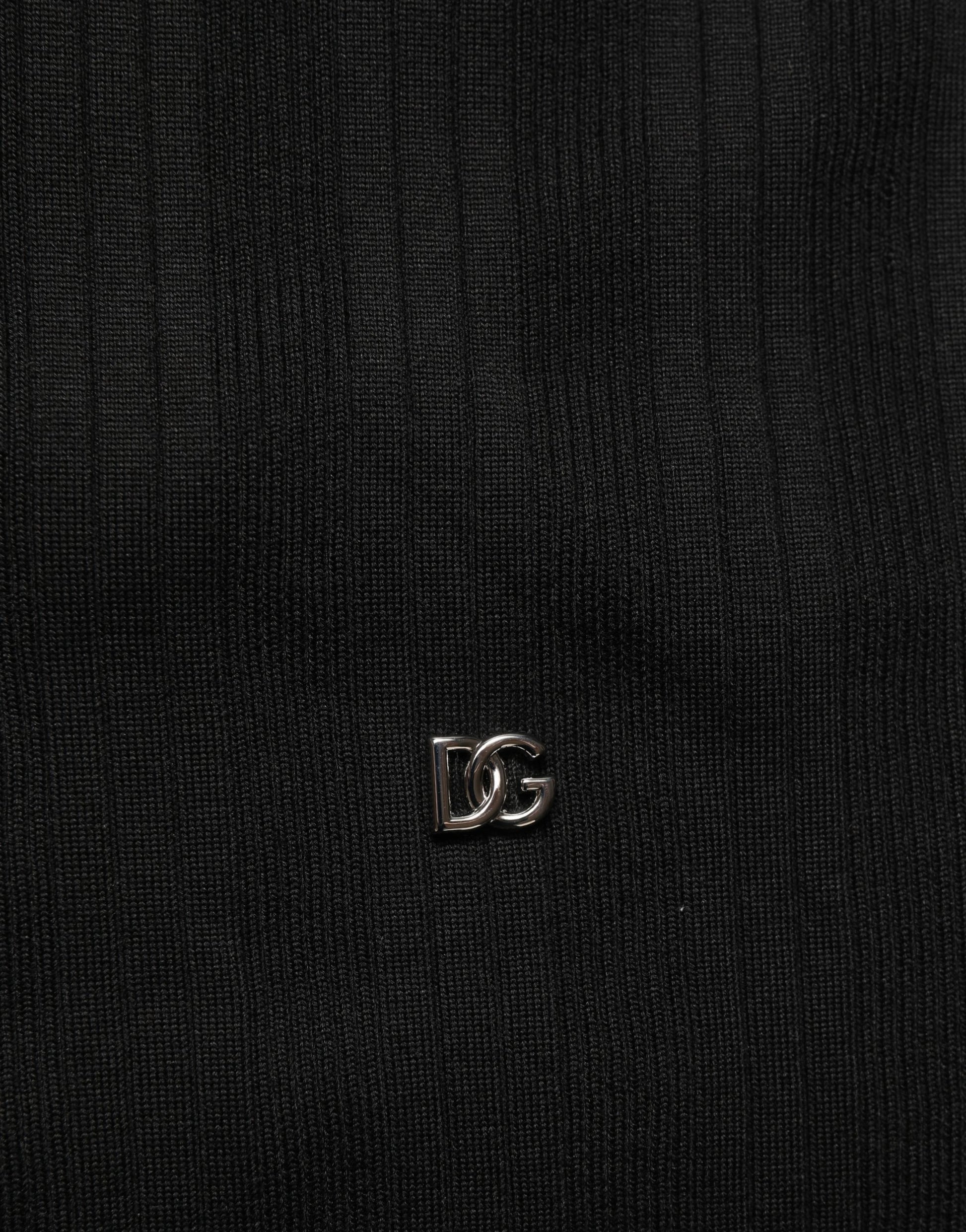 Dolce & Gabbana Black Silk Blend Henley Pullover Men Sweater