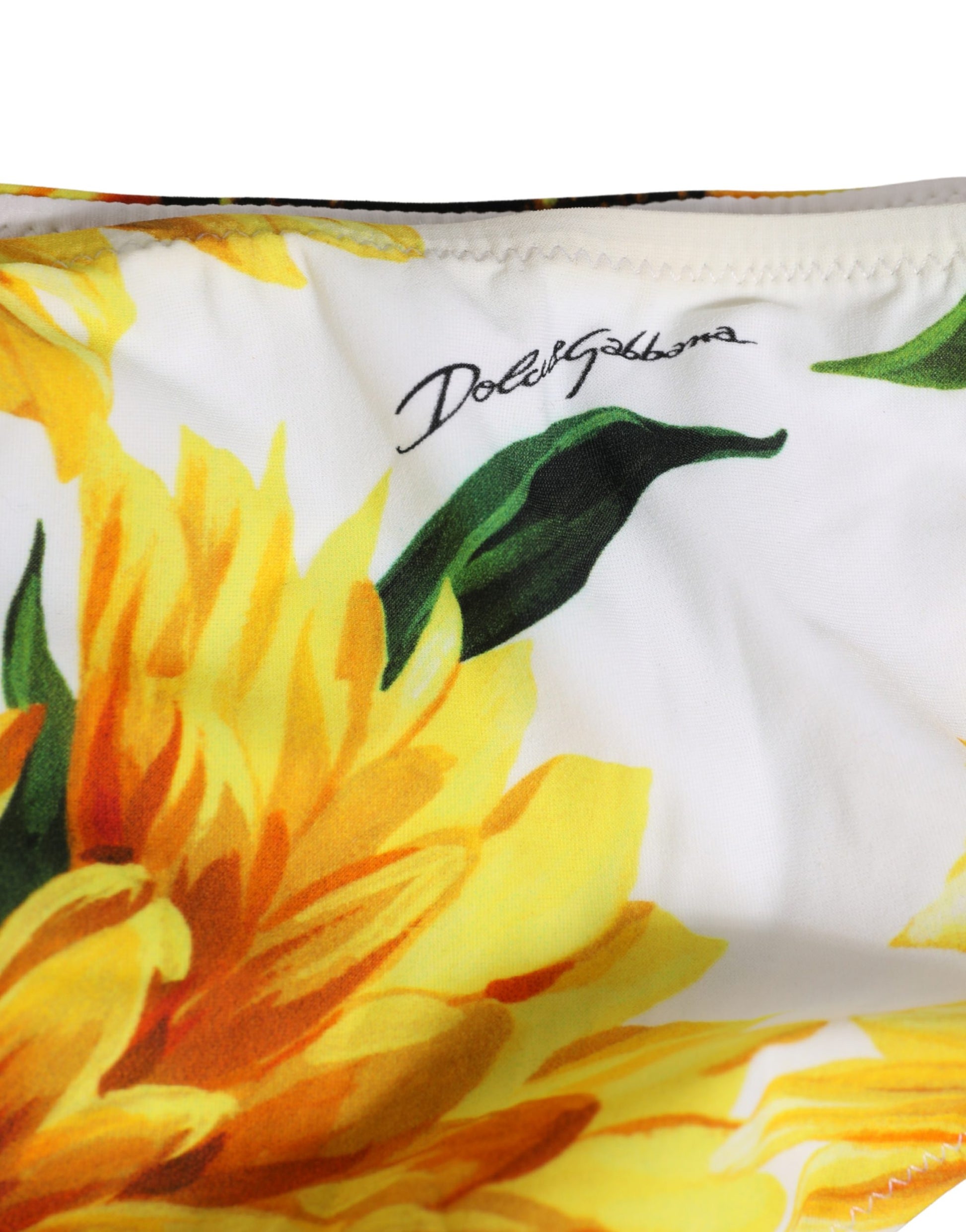 Dolce & Gabbana Yellow Nylon Sunflower Bikini Bottom Swimwear