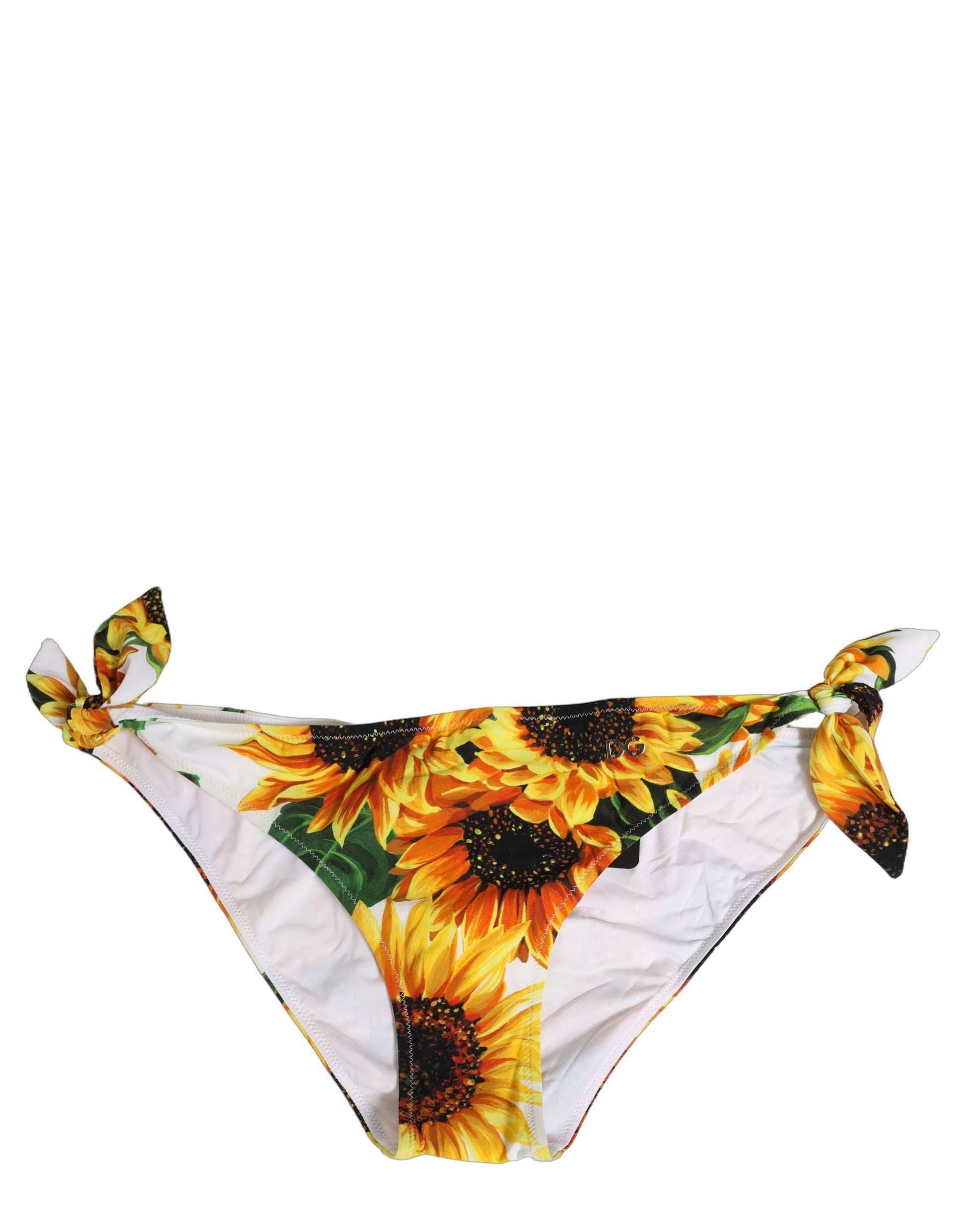 Dolce & Gabbana Yellow Nylon Sunflower Bikini Bottom Swimwear