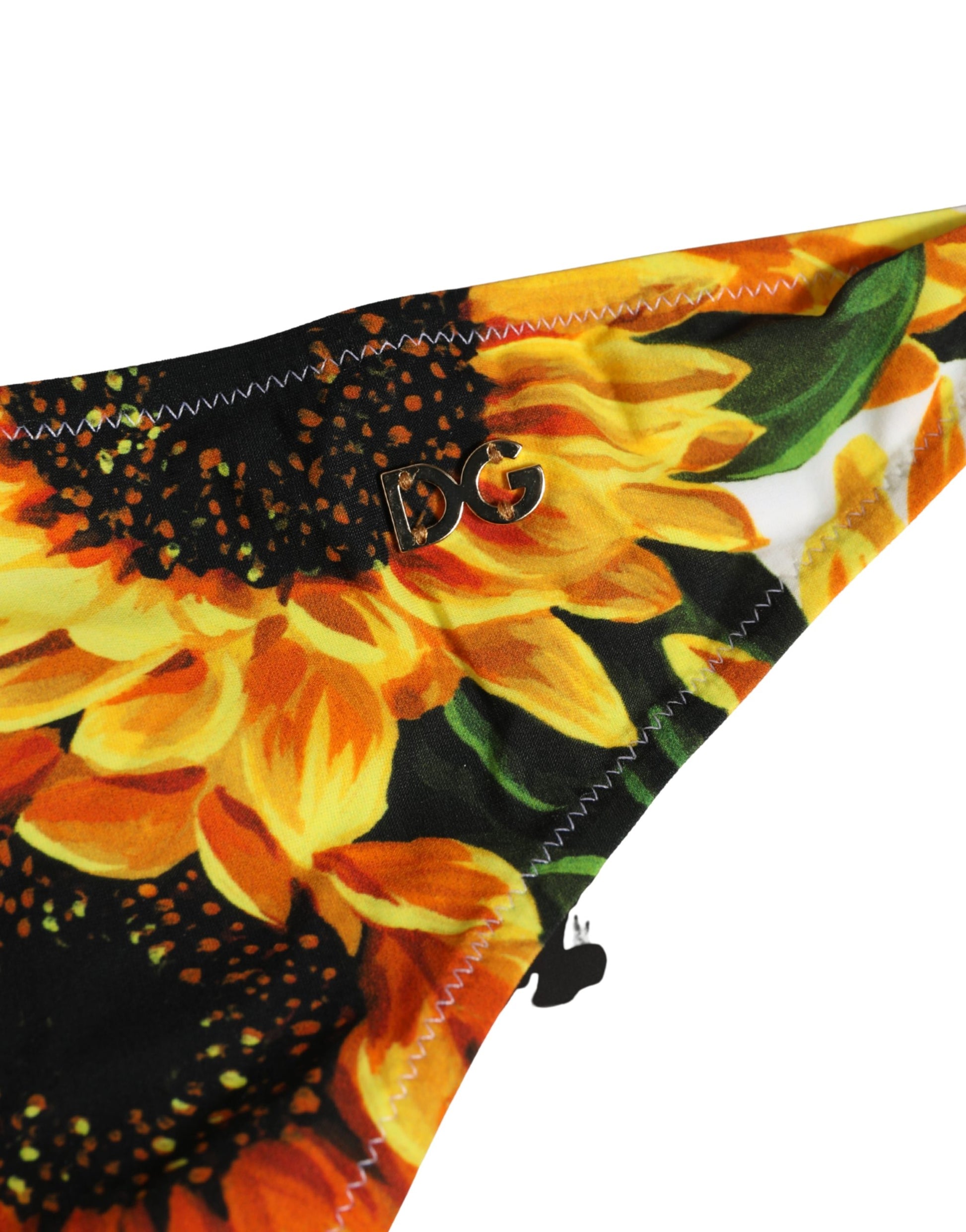 Dolce & Gabbana Yellow Nylon Sunflower Bikini Bottom Swimwear
