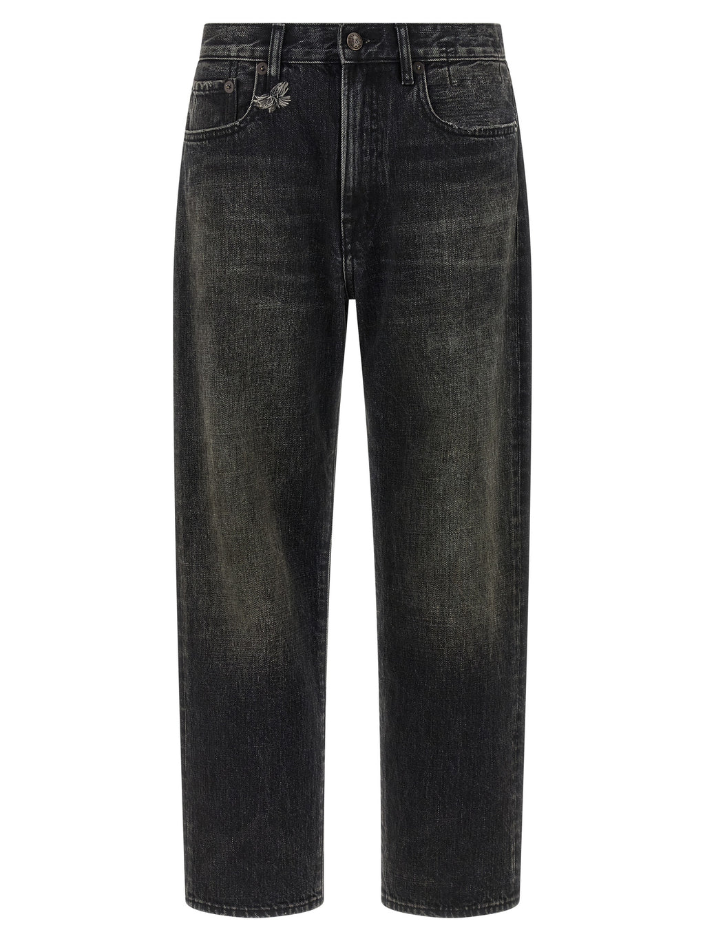 R13 Black Cotton Straight-Leg Jeans