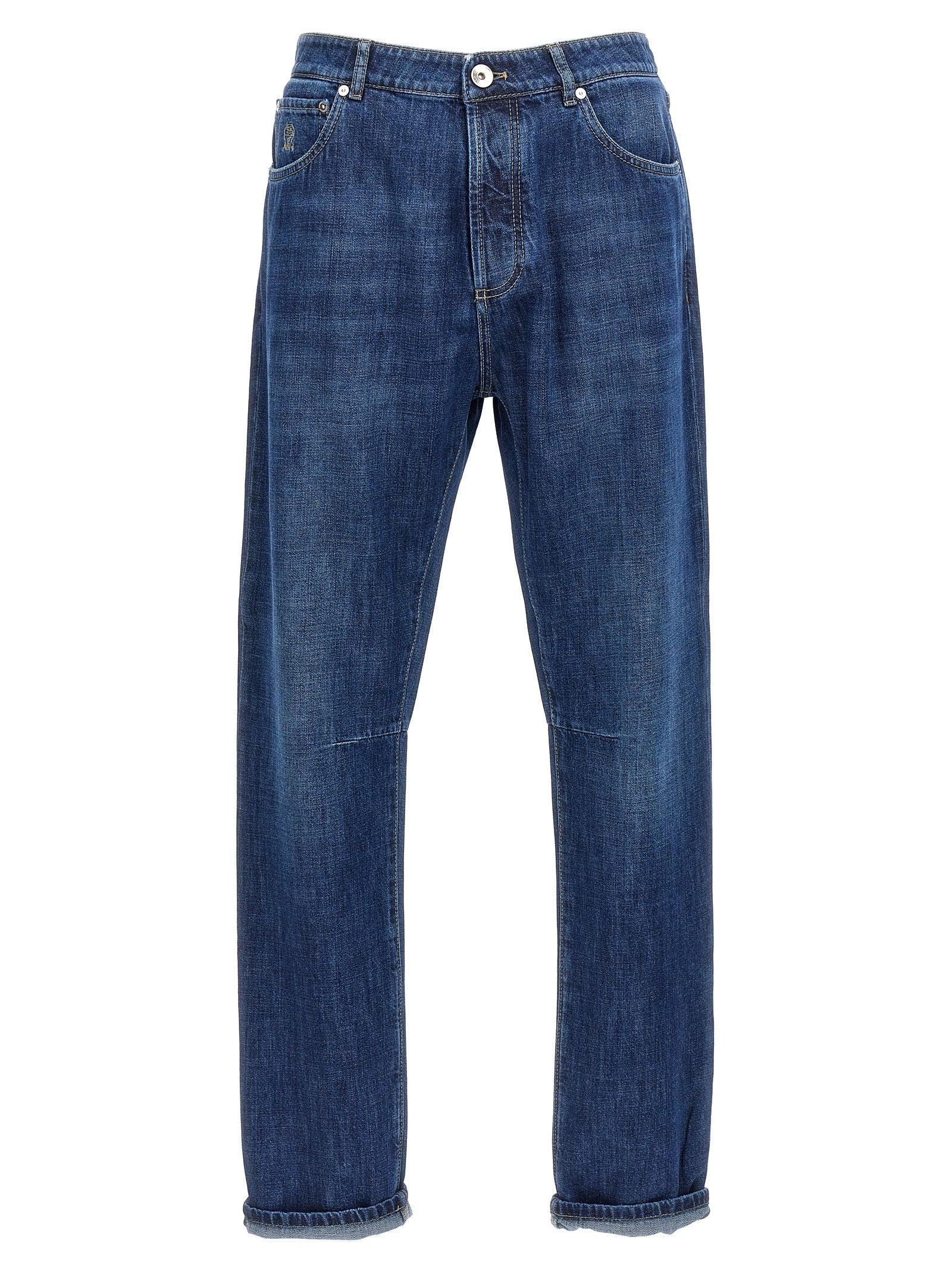 Brunello Cucinelli Blue Cotton Relaxed Fit Jeans