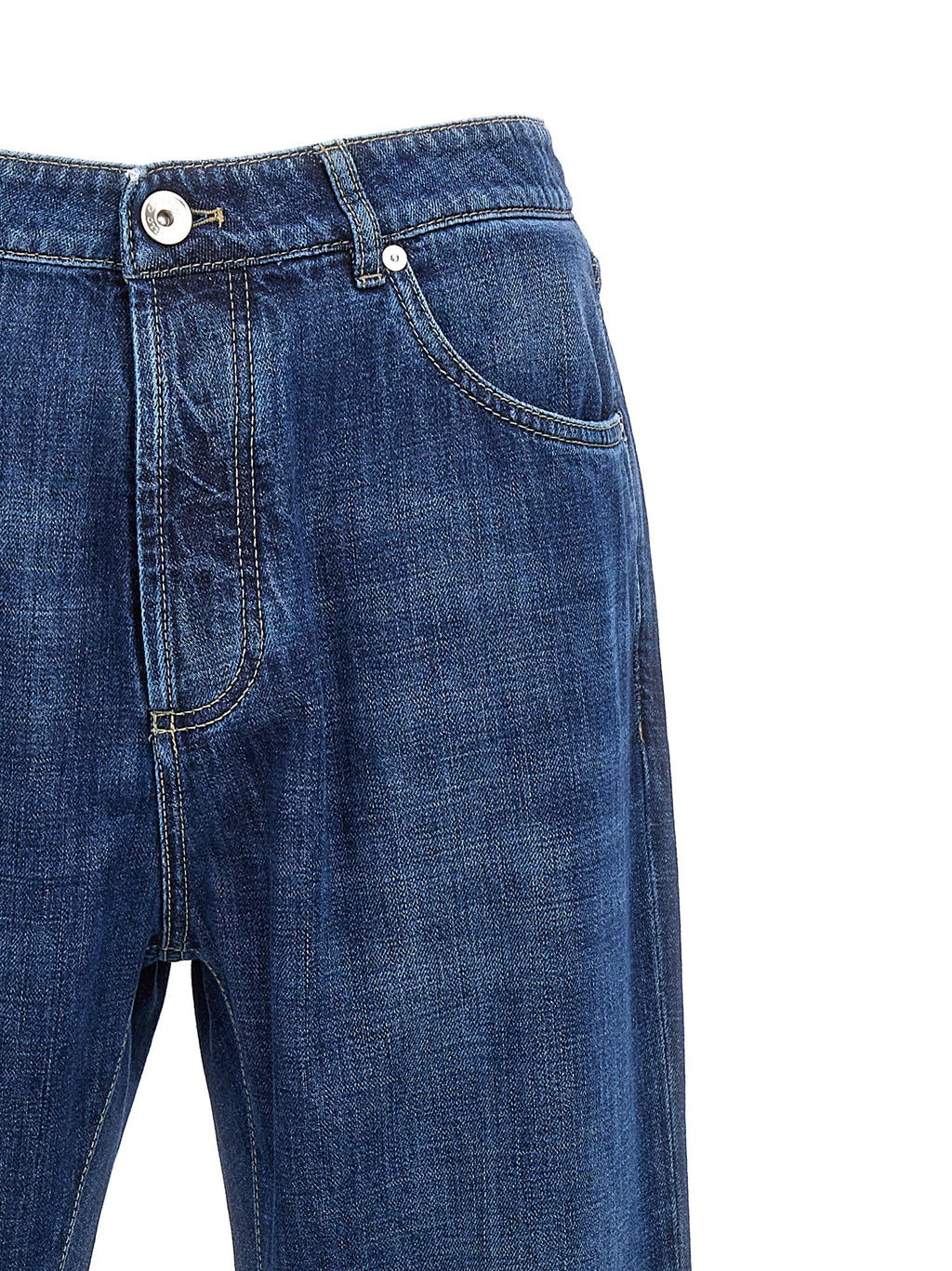 Brunello Cucinelli Blue Cotton Relaxed Fit Jeans