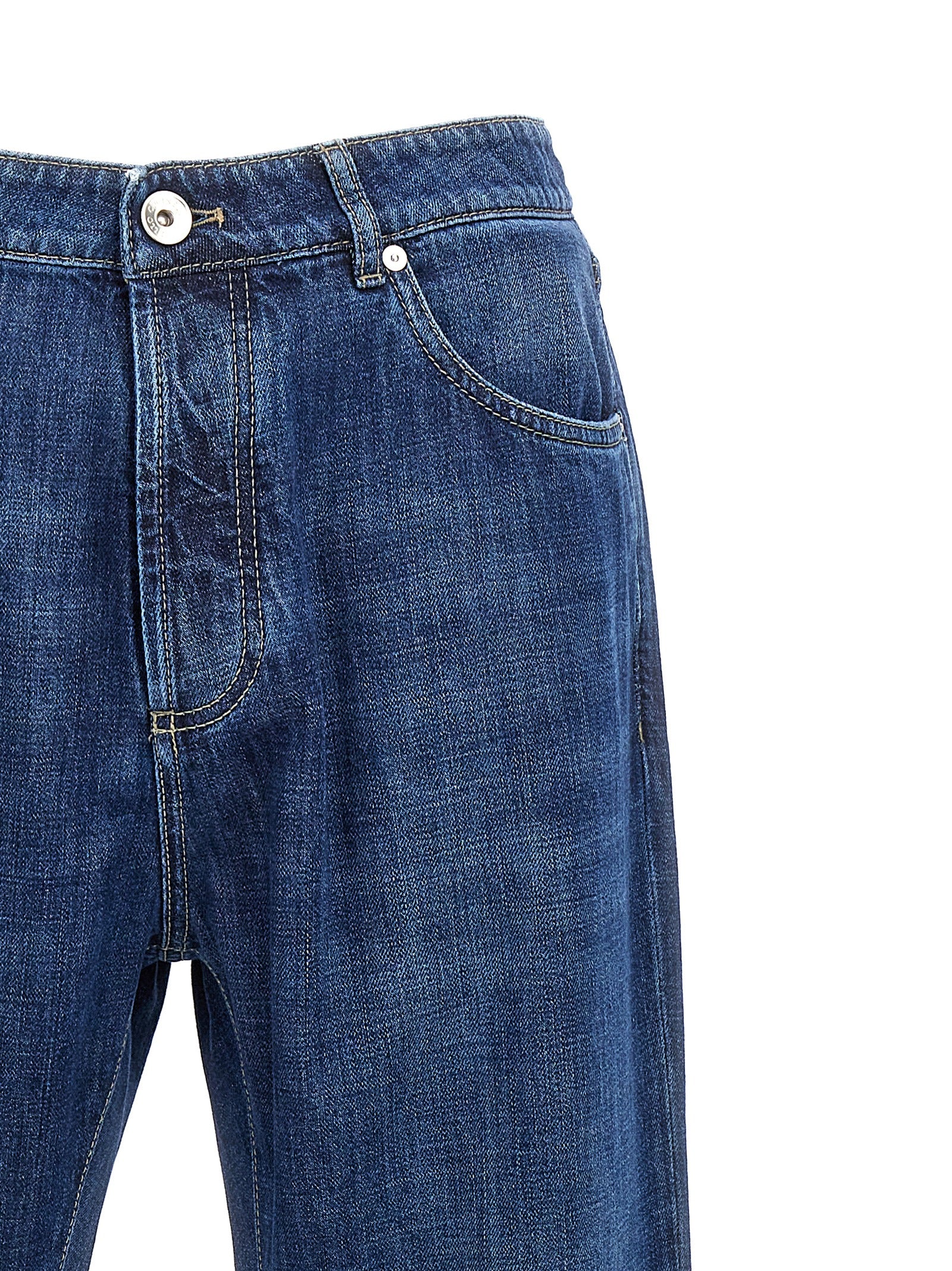 Brunello Cucinelli Blue Cotton Relaxed Fit Jeans