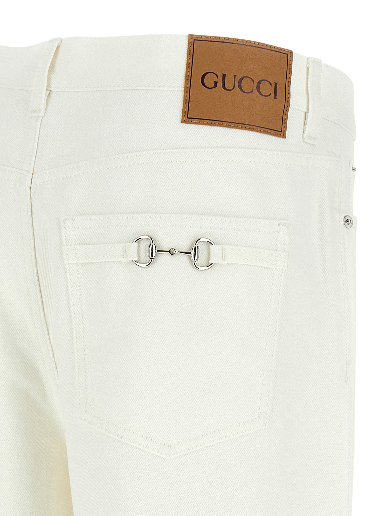 Gucci White Cotton Straight-Leg Jeans