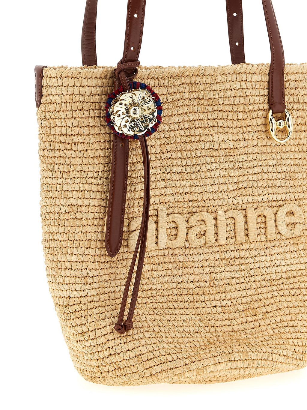 Paco Rabanne Beige Raffia Tote Bag
