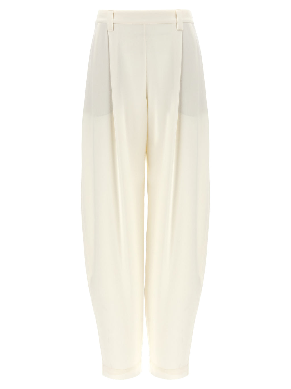 Brunello Cucinelli White Silk Casual Pants