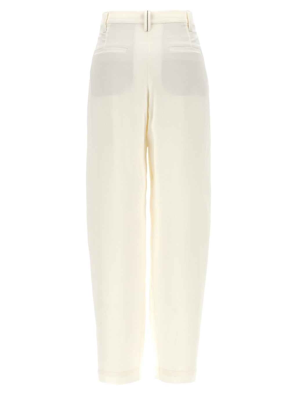 Brunello Cucinelli White Silk Casual Pants