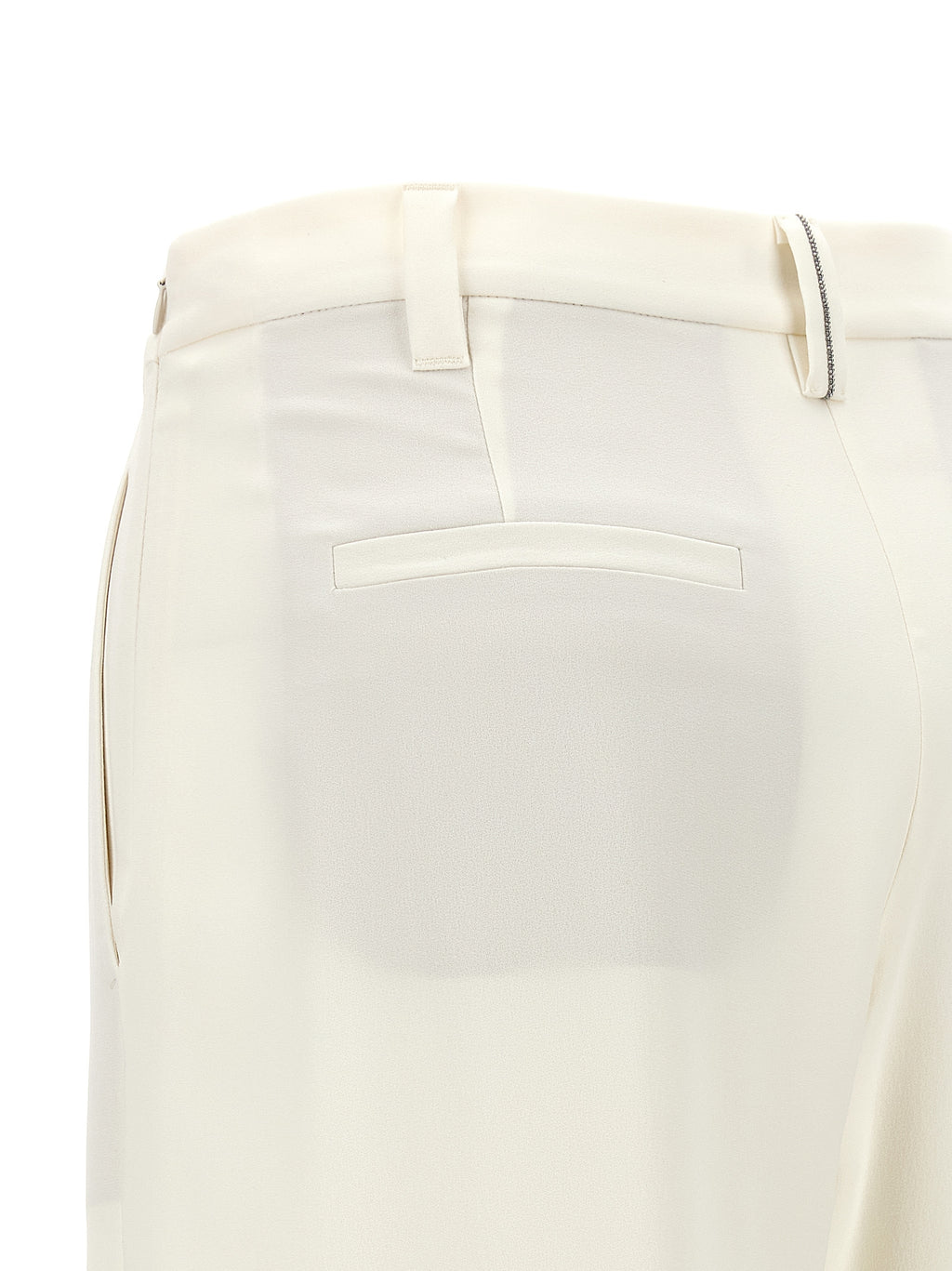 Brunello Cucinelli White Silk Casual Pants
