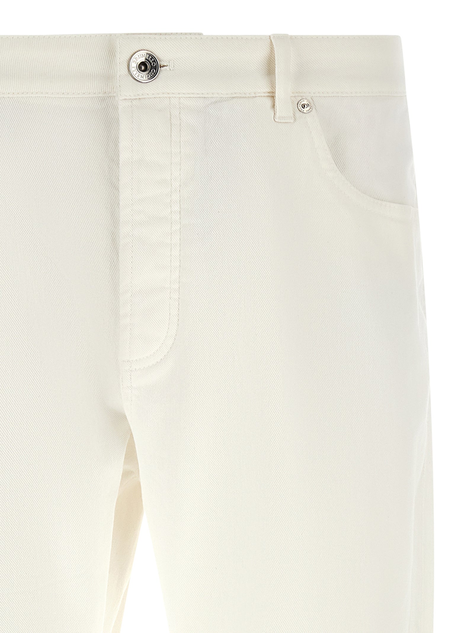 Brunello Cucinelli White Cotton Cropped Jeans