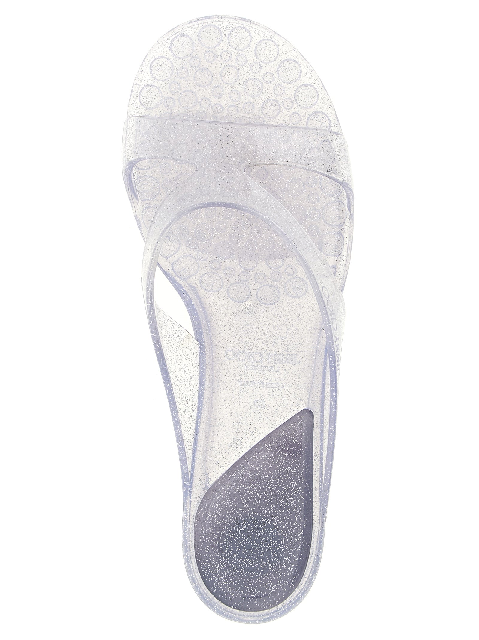 Jimmy Choo Silver Rubber Flat Sandals