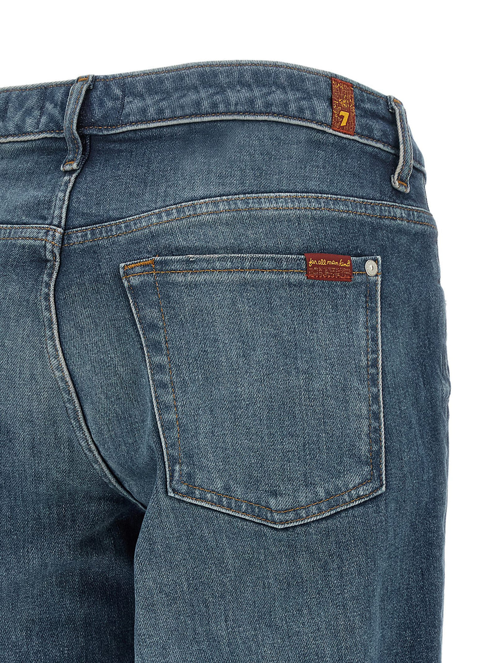 7 For All Mankind Blue Cotton Tapered Jeans
