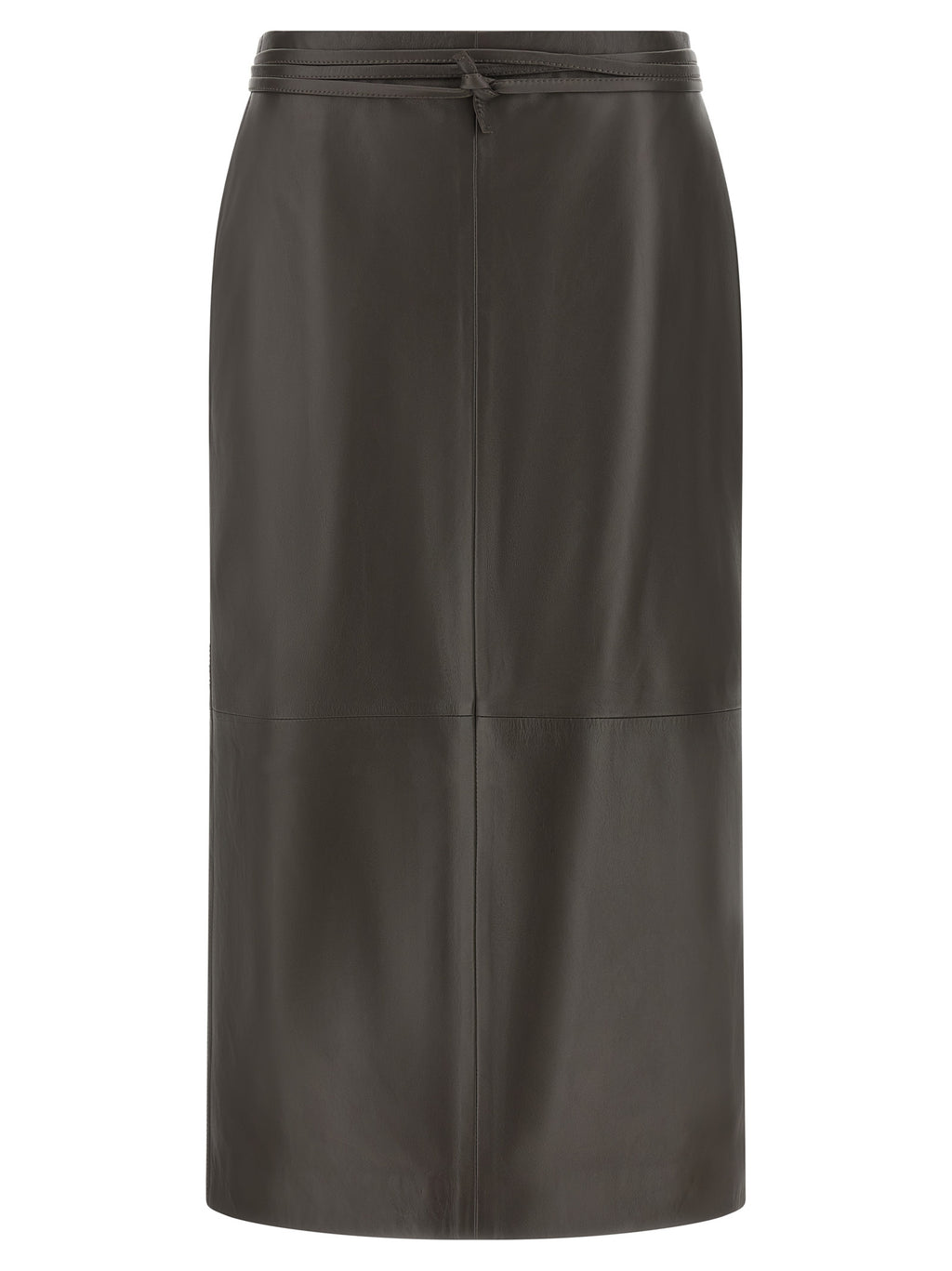 Alberta Ferretti Brown Lamb Leather Midi Skirt