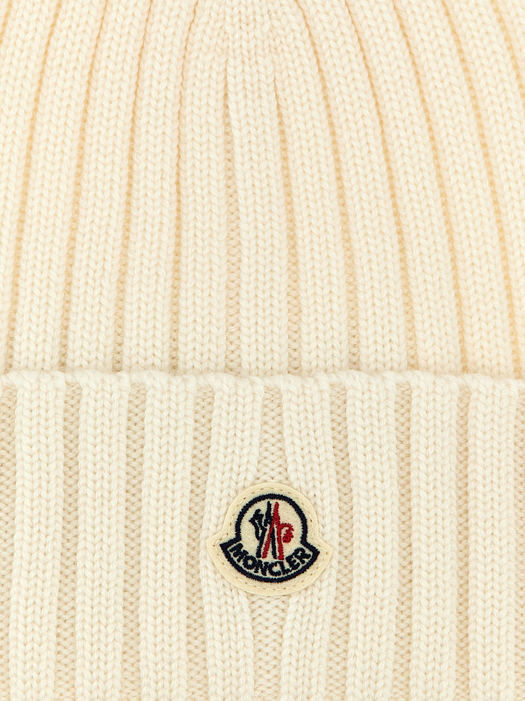 Moncler White Virgin Wool Beanie