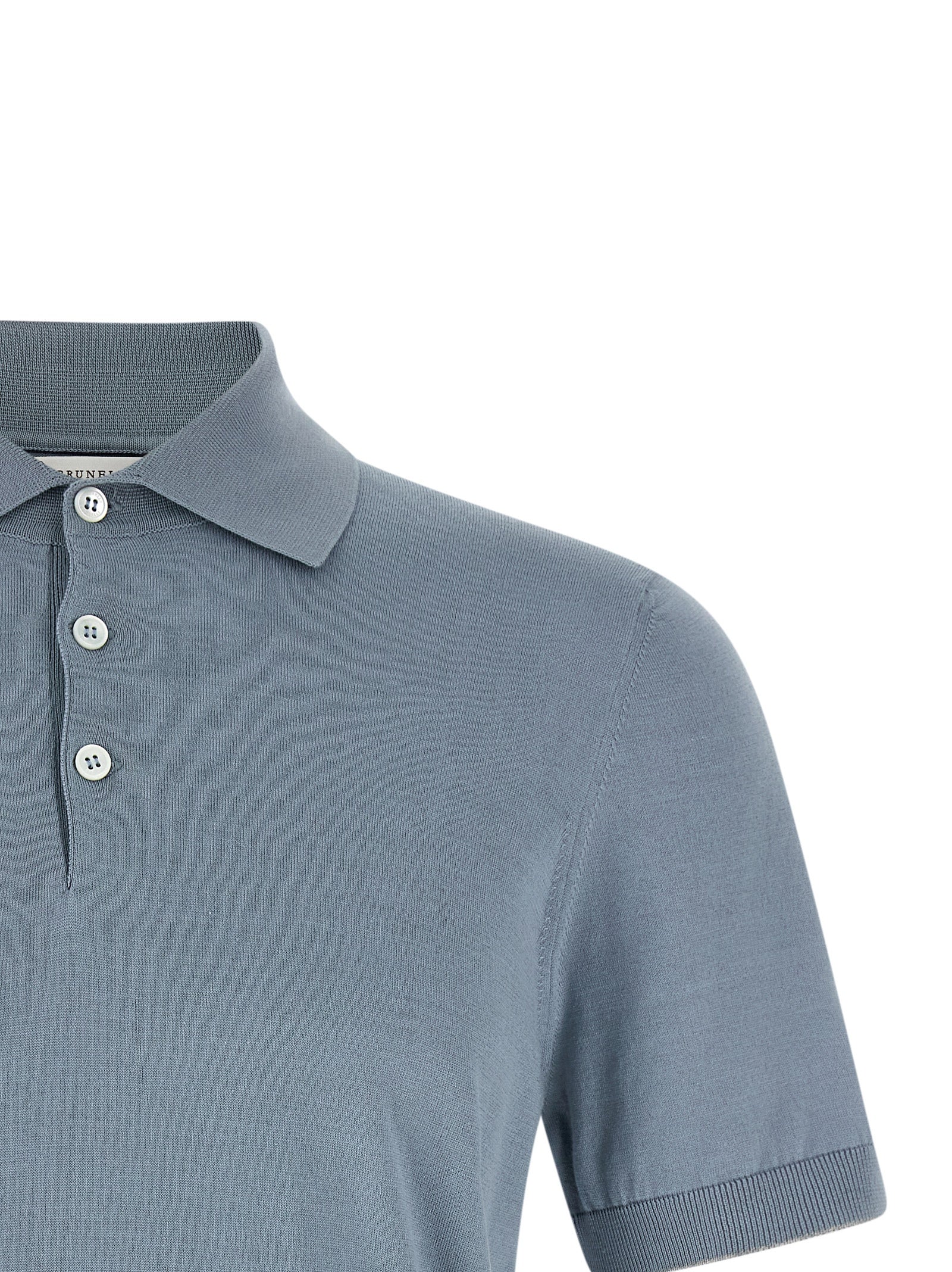 Brunello Cucinelli Blue Cotton Polo Shirt