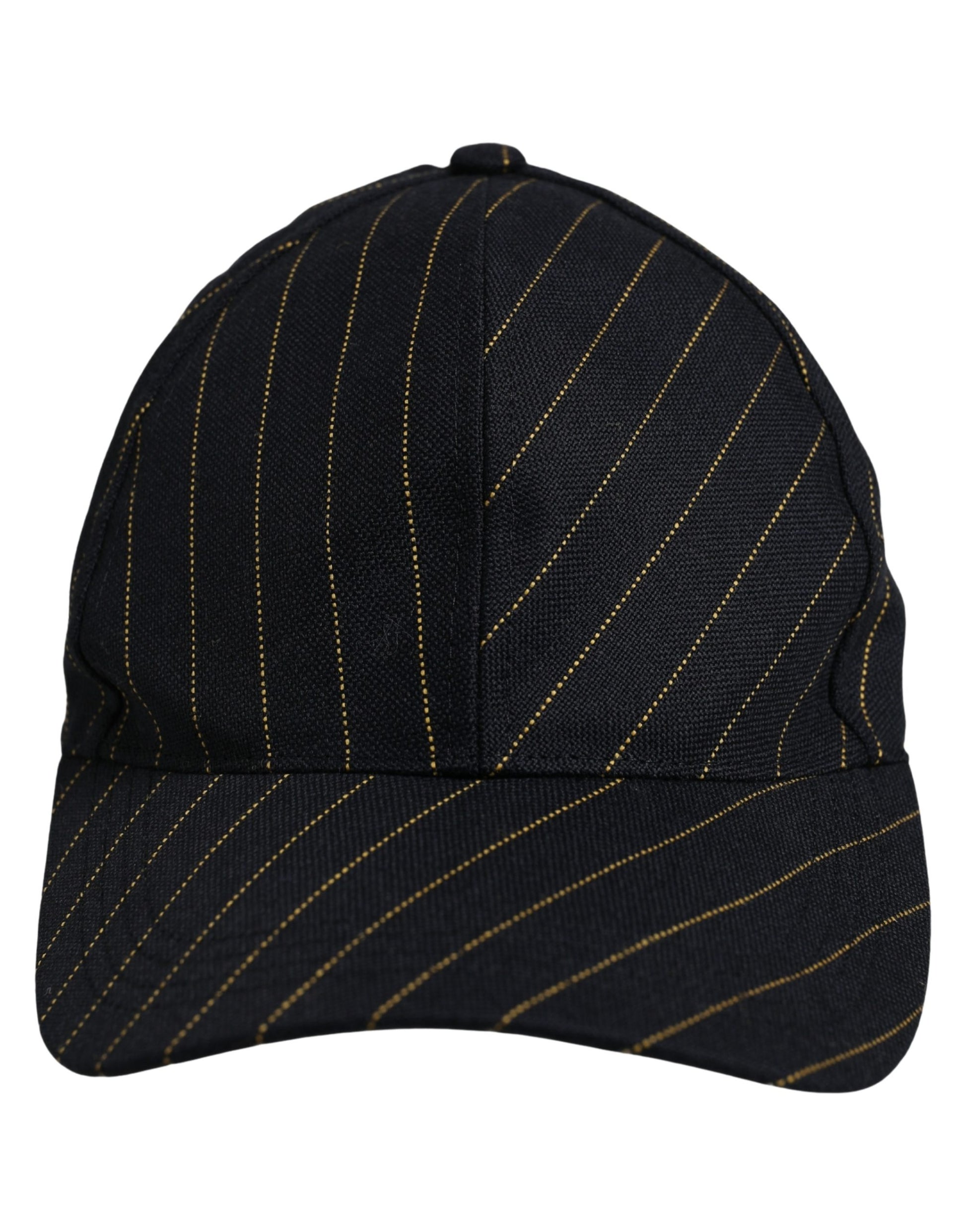 Dolce & Gabbana Black Gold Pinstriped Cotton Baseball Cap Hat