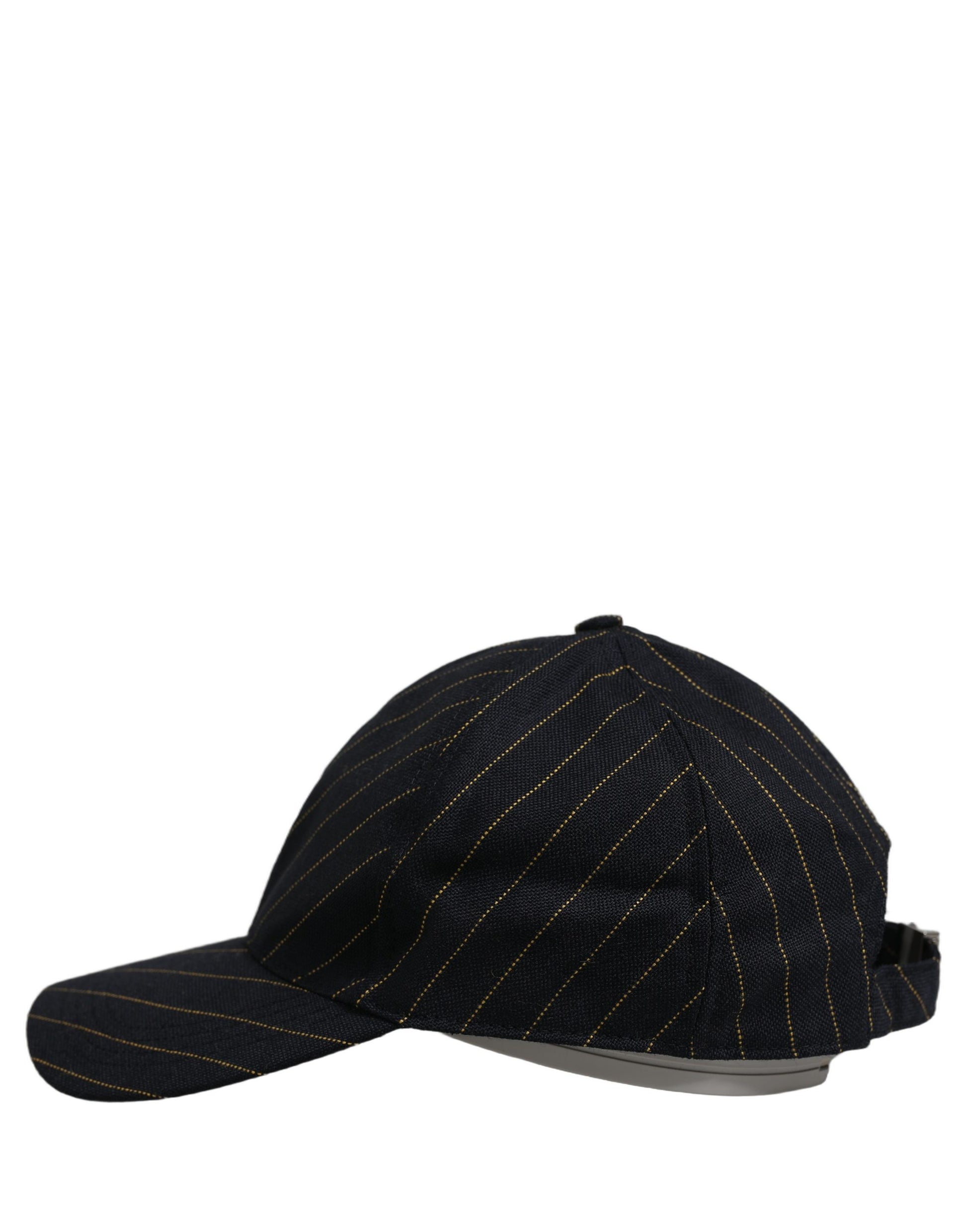 Dolce & Gabbana Black Gold Pinstriped Cotton Baseball Cap Hat