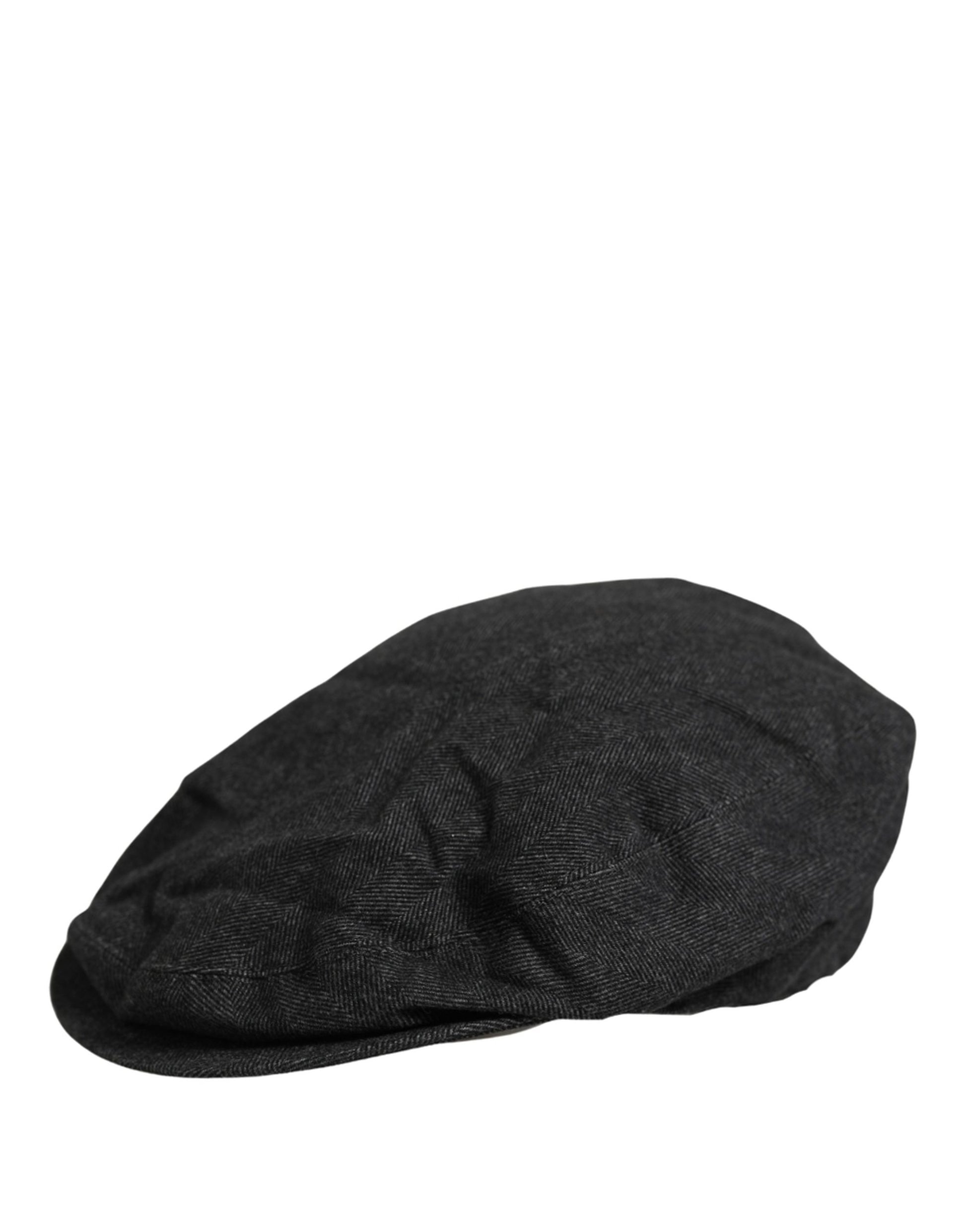 Dolce & Gabbana Men Black Cotton Flat Cloth Newsboy Cap Hat