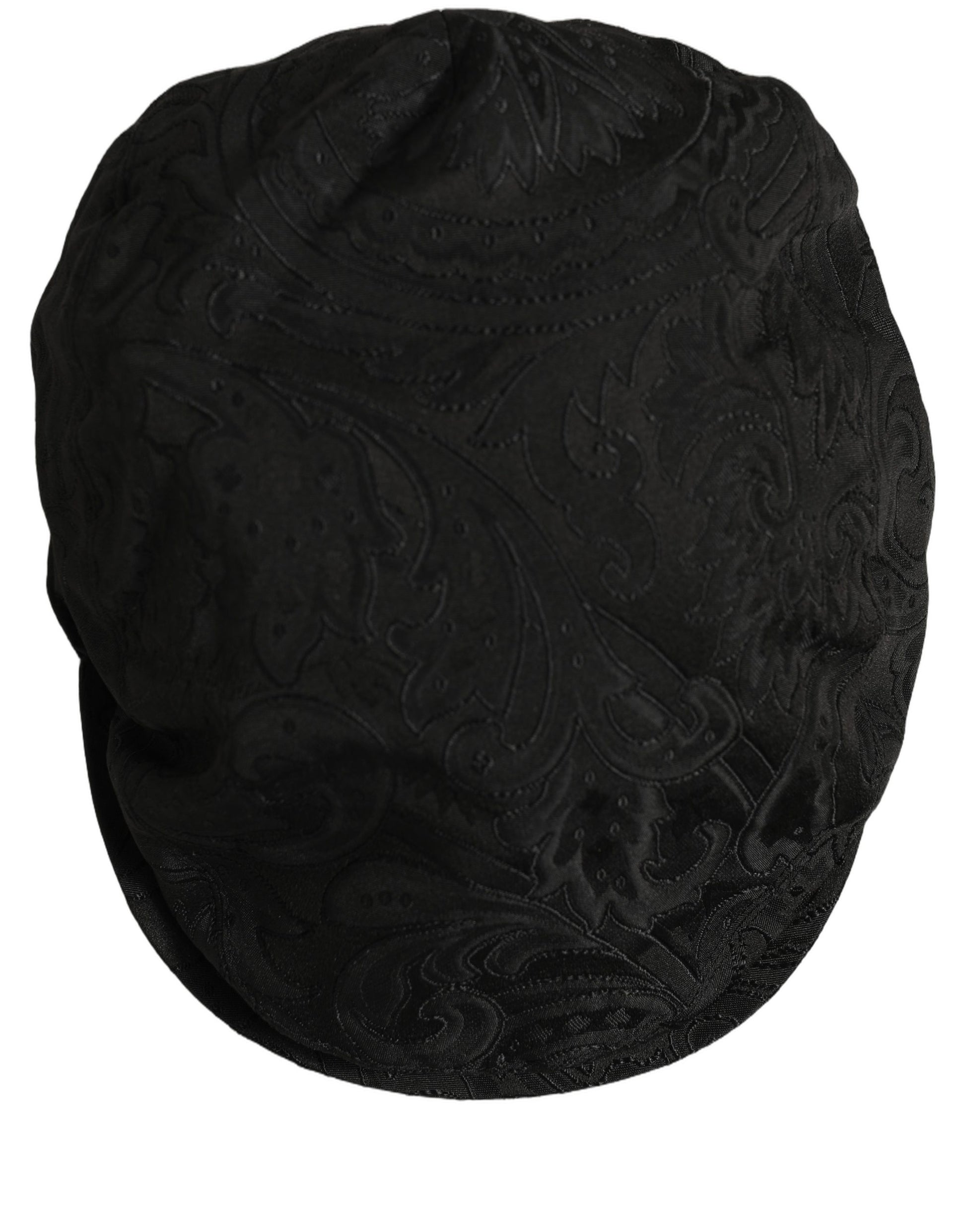 Dolce & Gabbana Men Black Floral Jacquard Newsboy Capello Hat