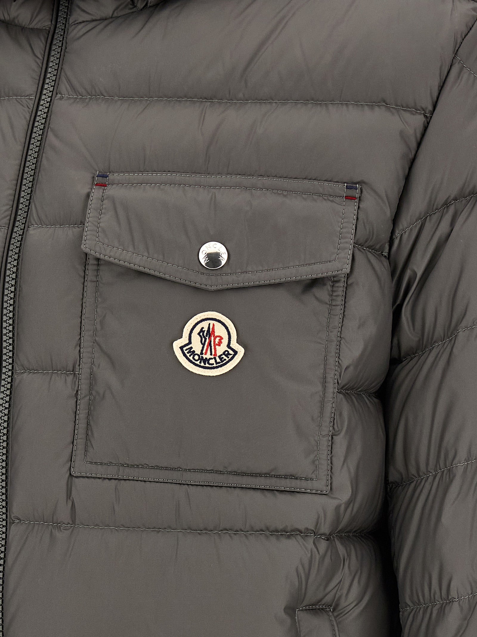 Moncler Gray Polyamide Full-Length Jacket