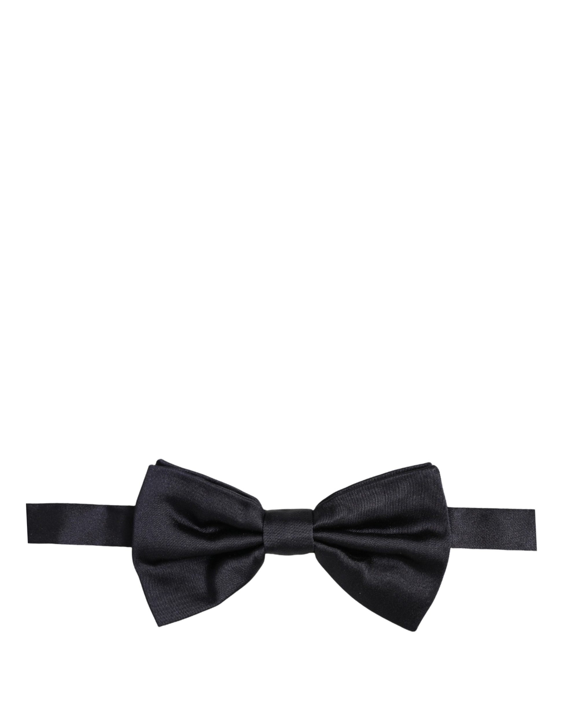 Dolce & Gabbana Men Black 100% Silk Adjustable Neck Papillon Bow Tie