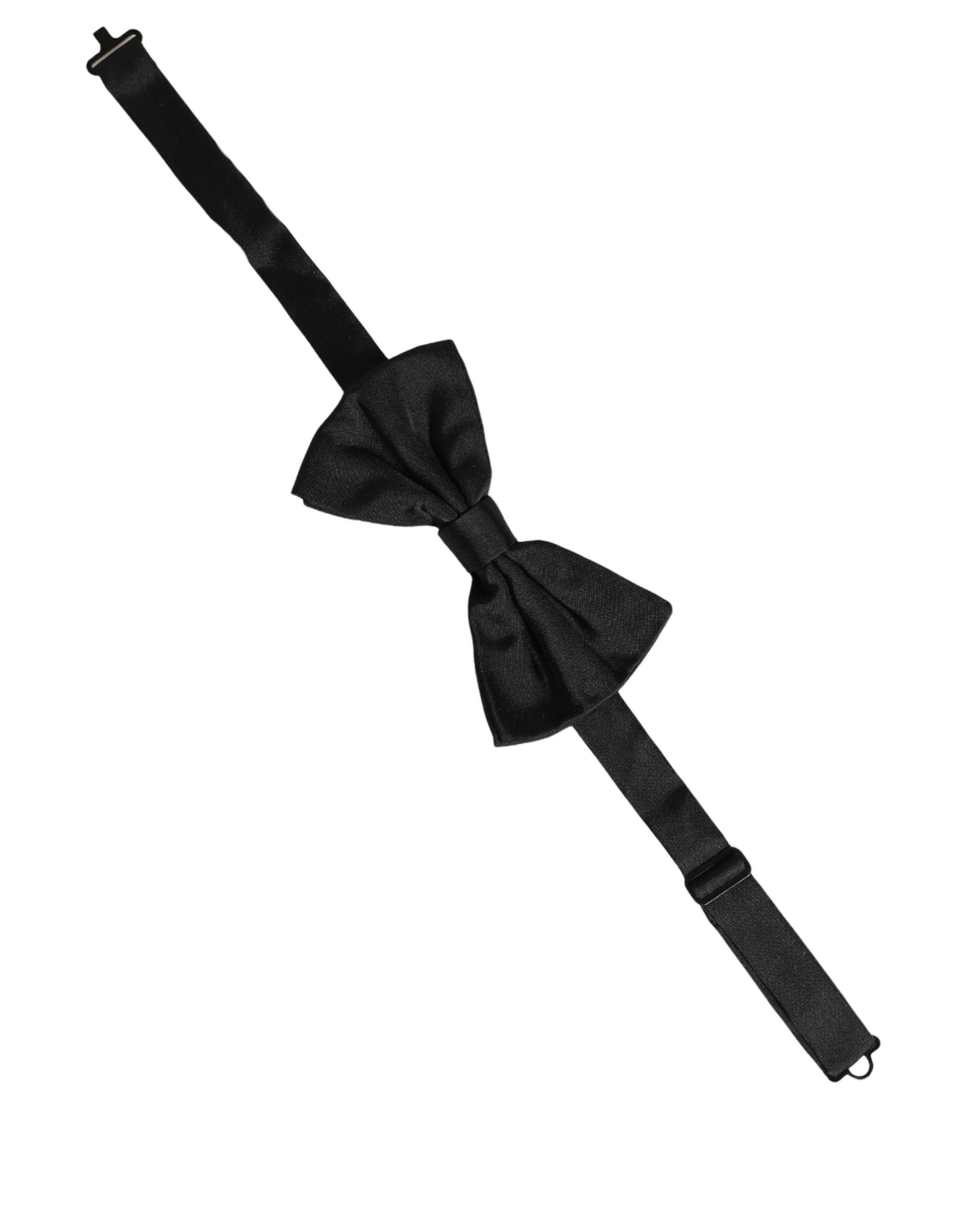 Dolce & Gabbana Men Black 100% Silk Adjustable Neck Papillon Bow Tie