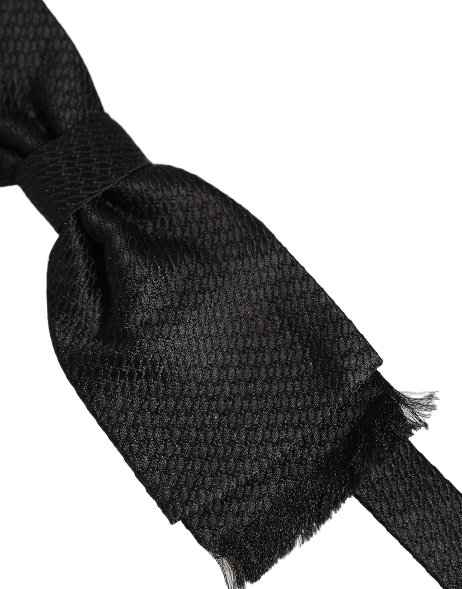 Dolce & Gabbana Men Black 100% SIlk Adjustable Neck Papillon Bow Tie