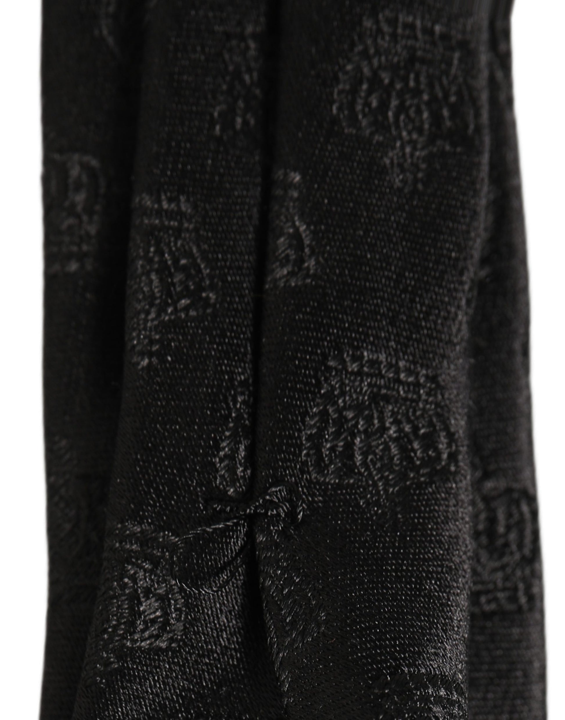 Dolce & Gabbana Men Black Crown Print Silk Adjustable Tied Necktie Tie