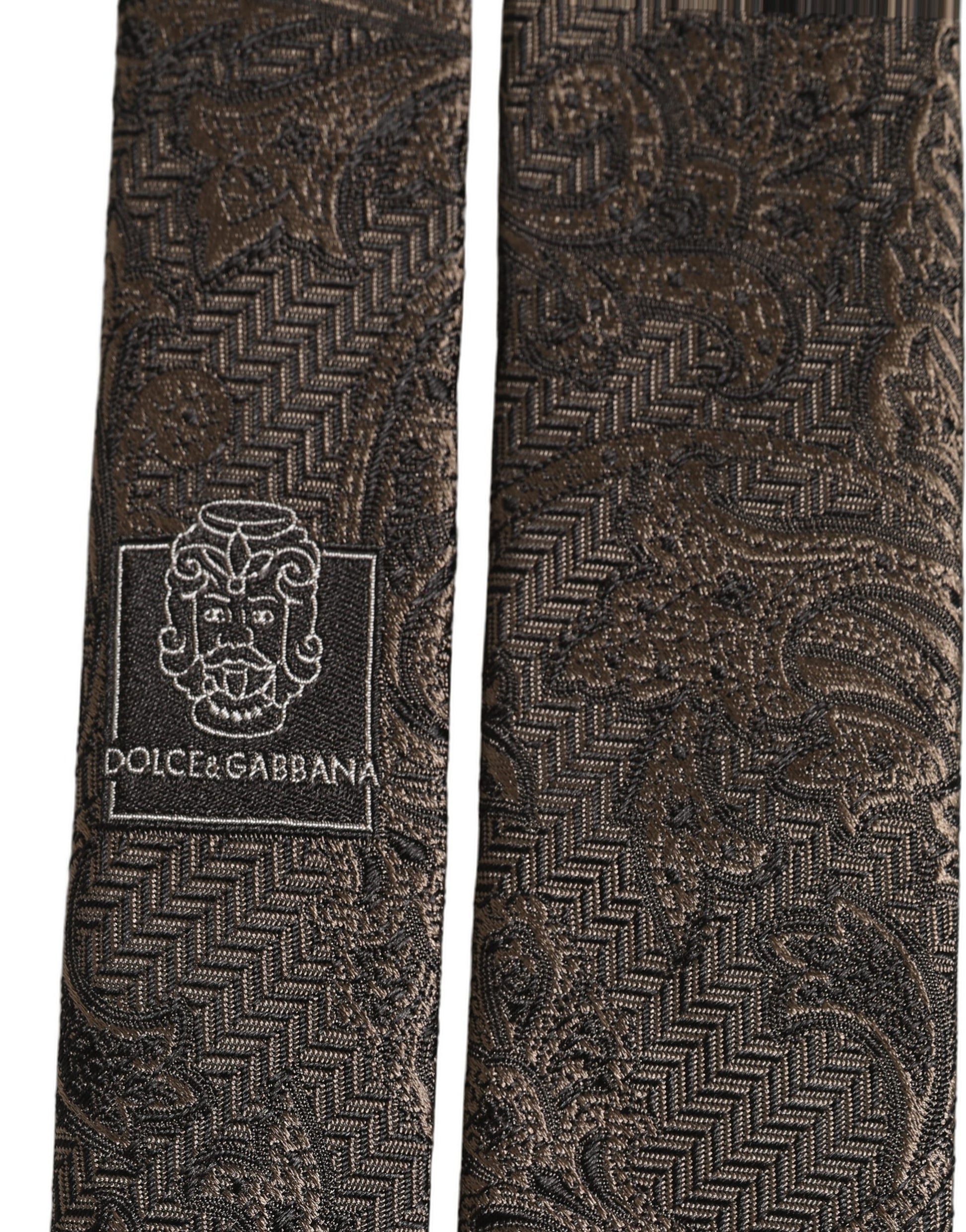 Dolce & Gabbana Men Brown Paisley 100% Silk Adjustable Tied Necktie Tie