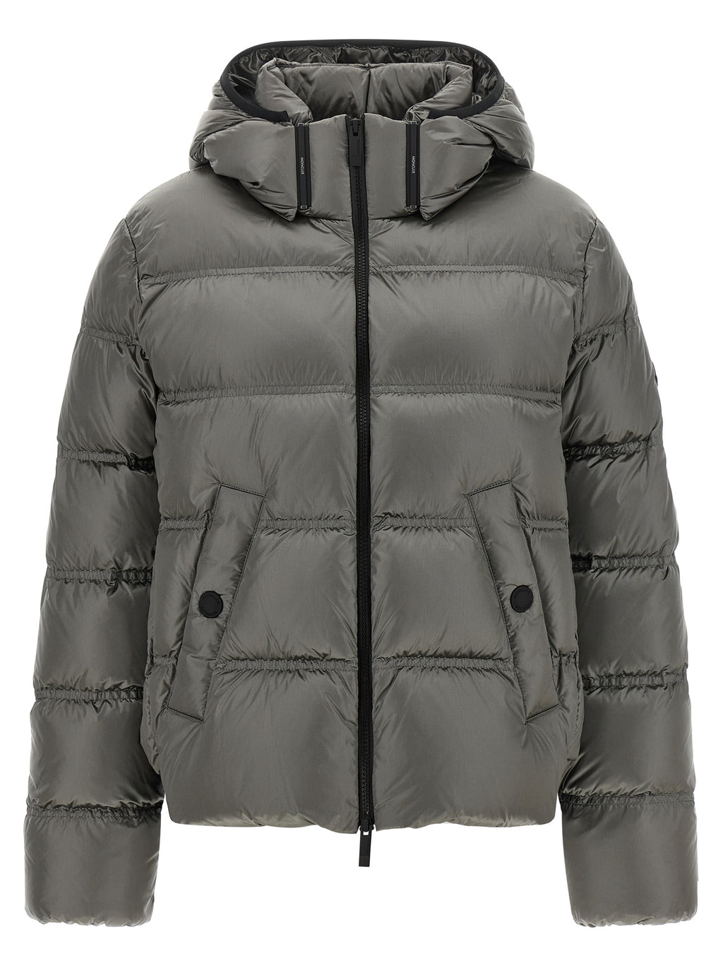 Moncler Graue Polyamid-Jacke in voller Länge
