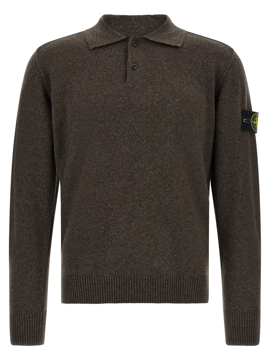 Stone Island Brown Virgin Wool Polo Shirt