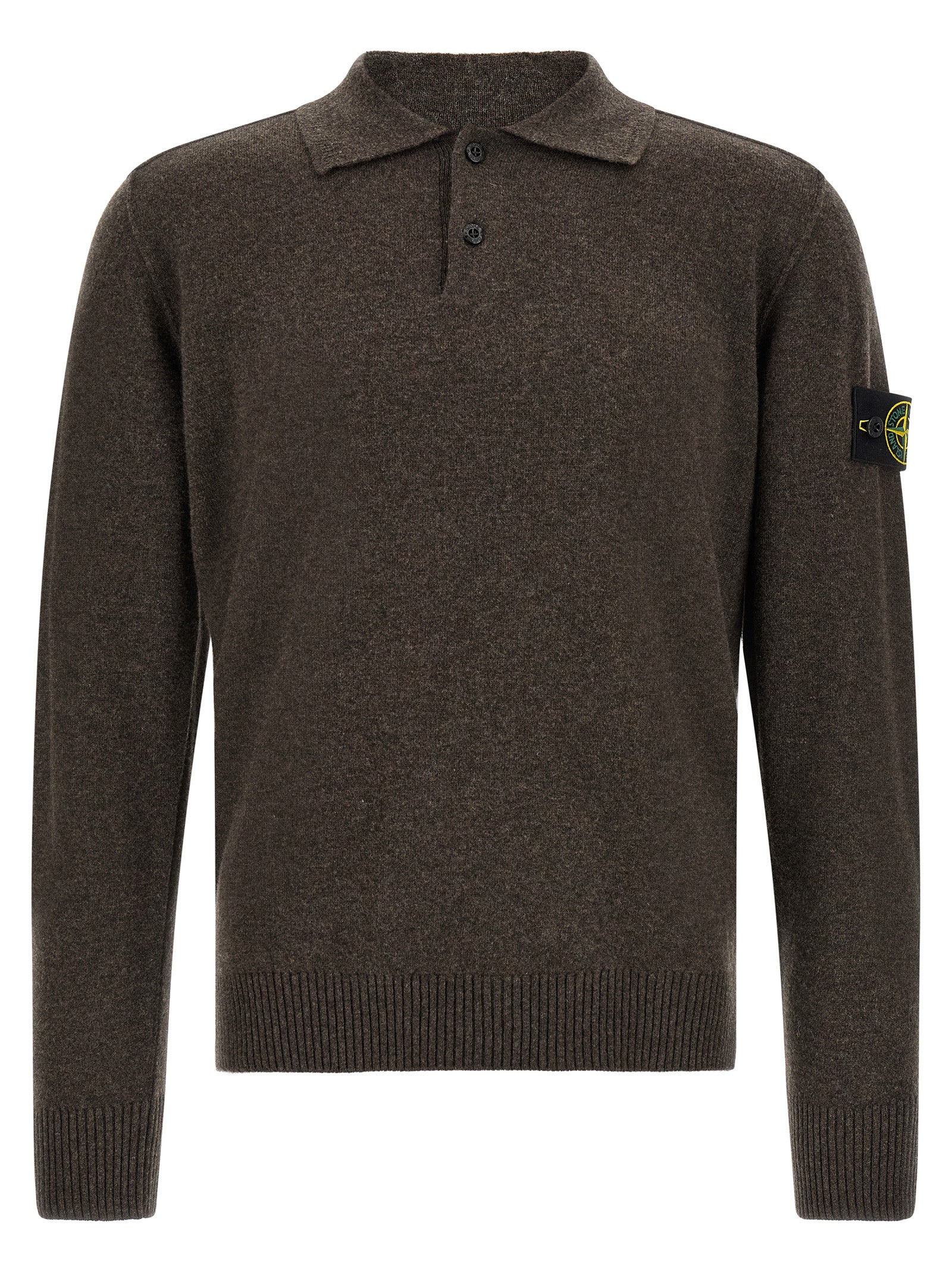 Stone Island Brown Virgin Wool Polo Shirt