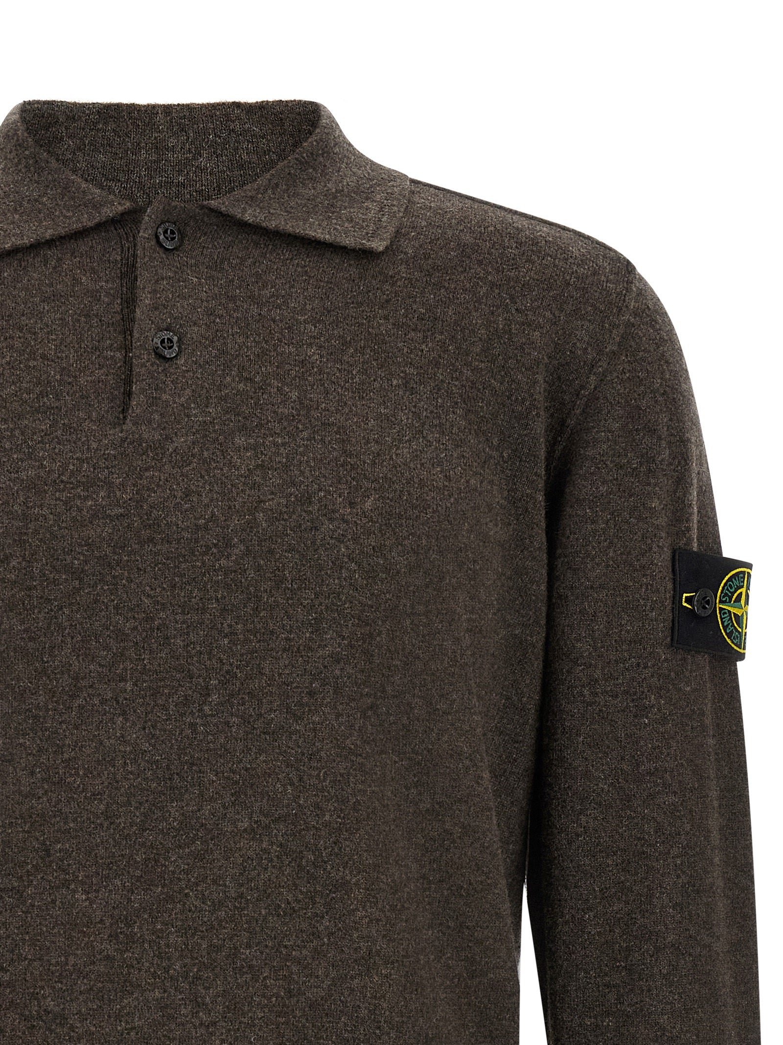 Stone Island Brown Virgin Wool Polo Shirt