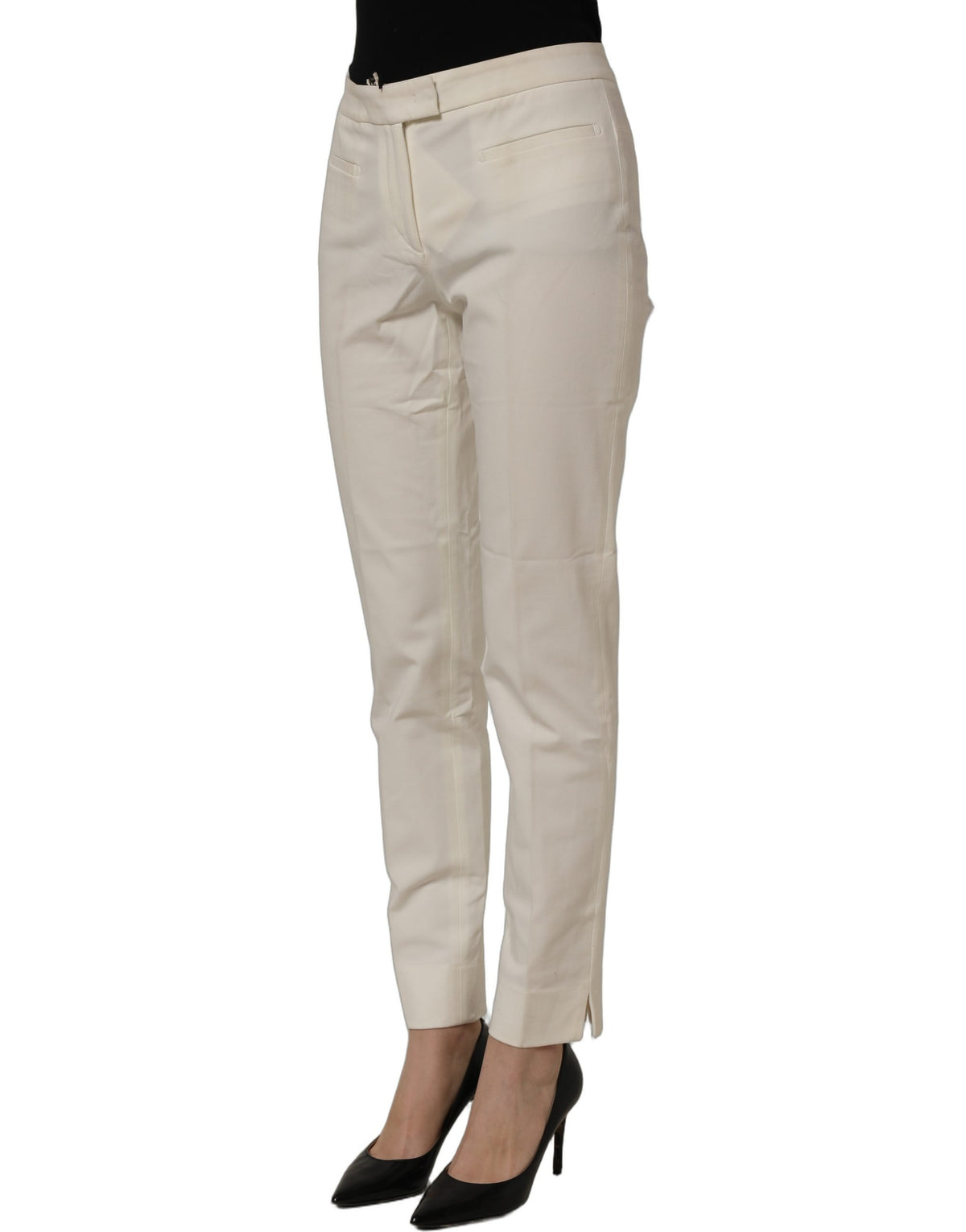 Peserico Off White MidWaist Tapered Women Chino Trouser Pants