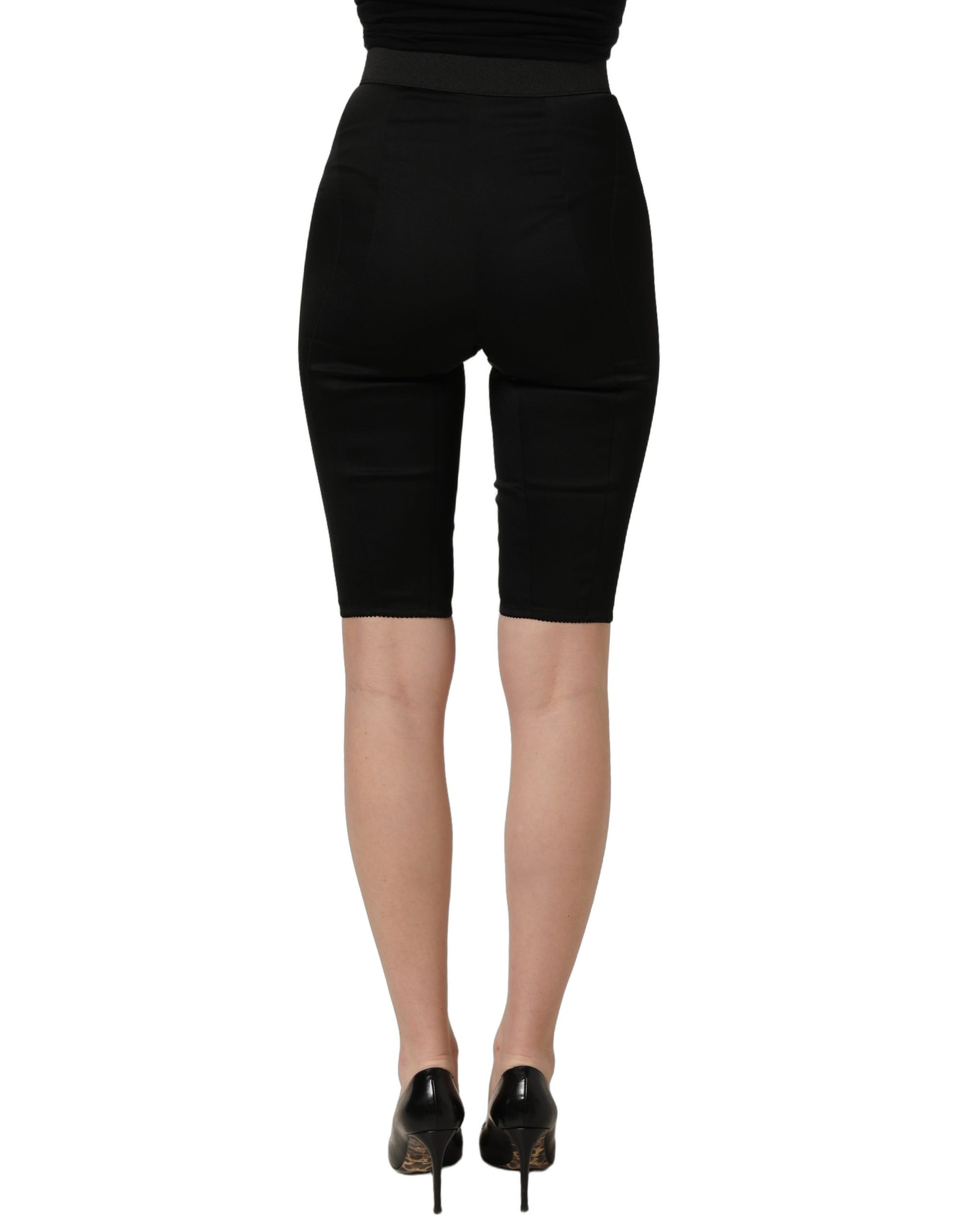 Dolce & Gabbana Black Nylon HighWaist Elastic Waistband Shorts