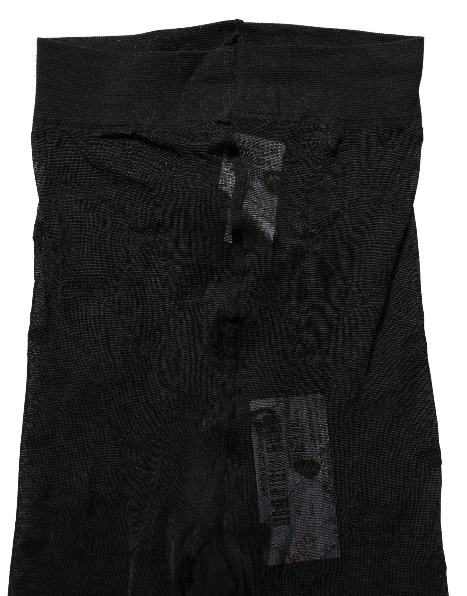 Dolce & Gabbana Black Nylon Logo Tights Stocking Pantyhose Socks