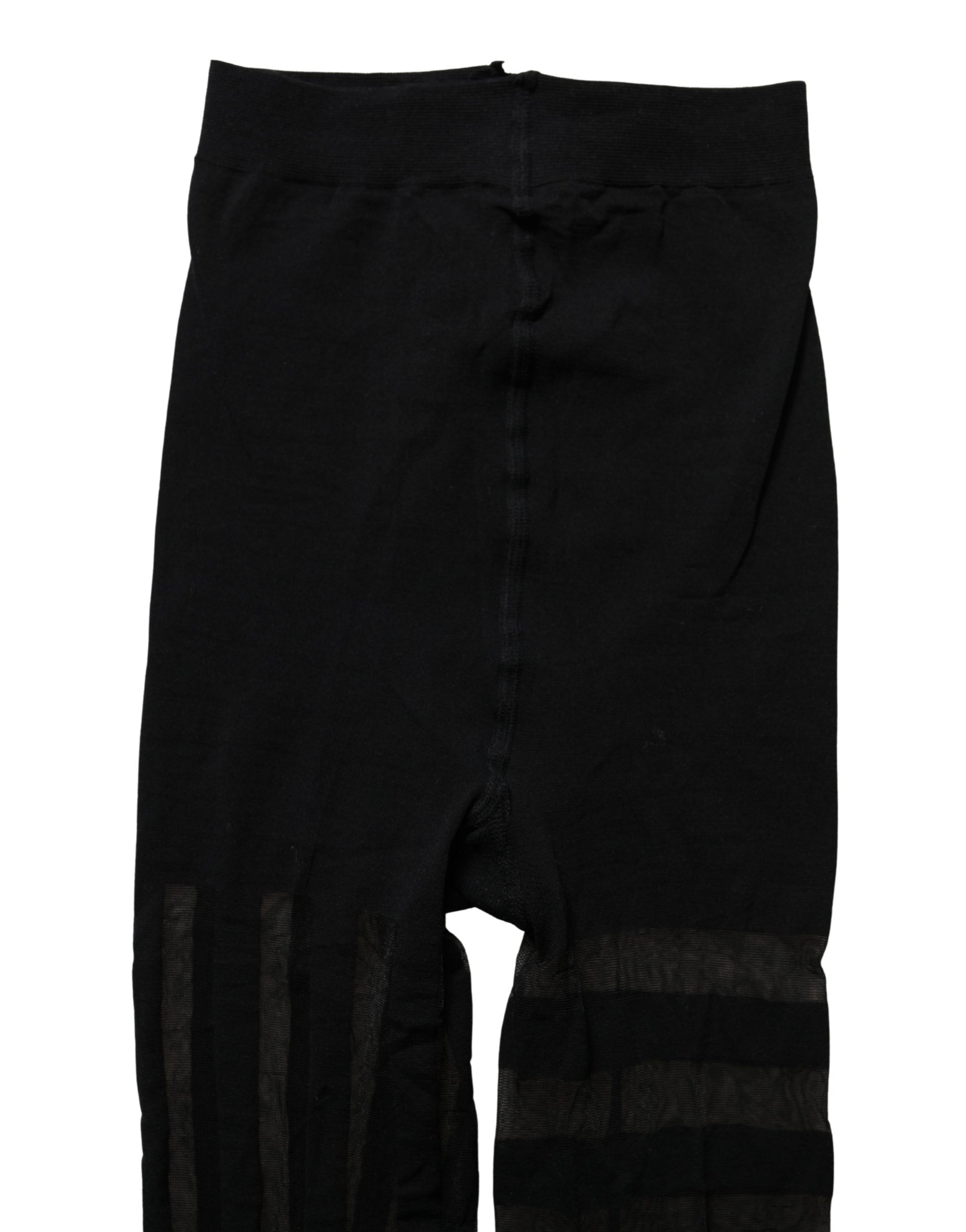 Dolce & Gabbana Black Nylon Stripes Tights Stockings Pantyhose Socks