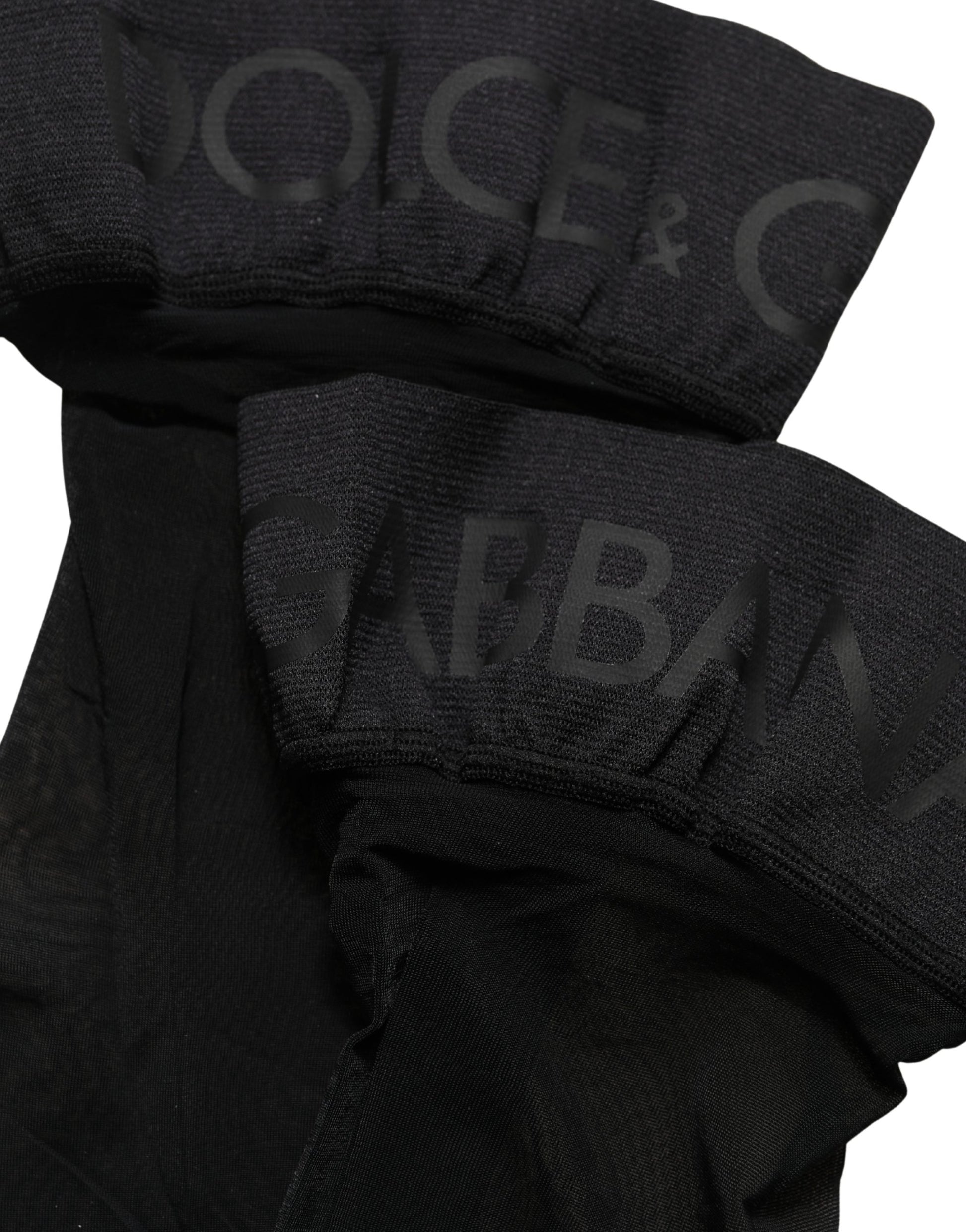 Dolce & Gabbana Black Nylon Logo Calf Long Women Accessory Socks