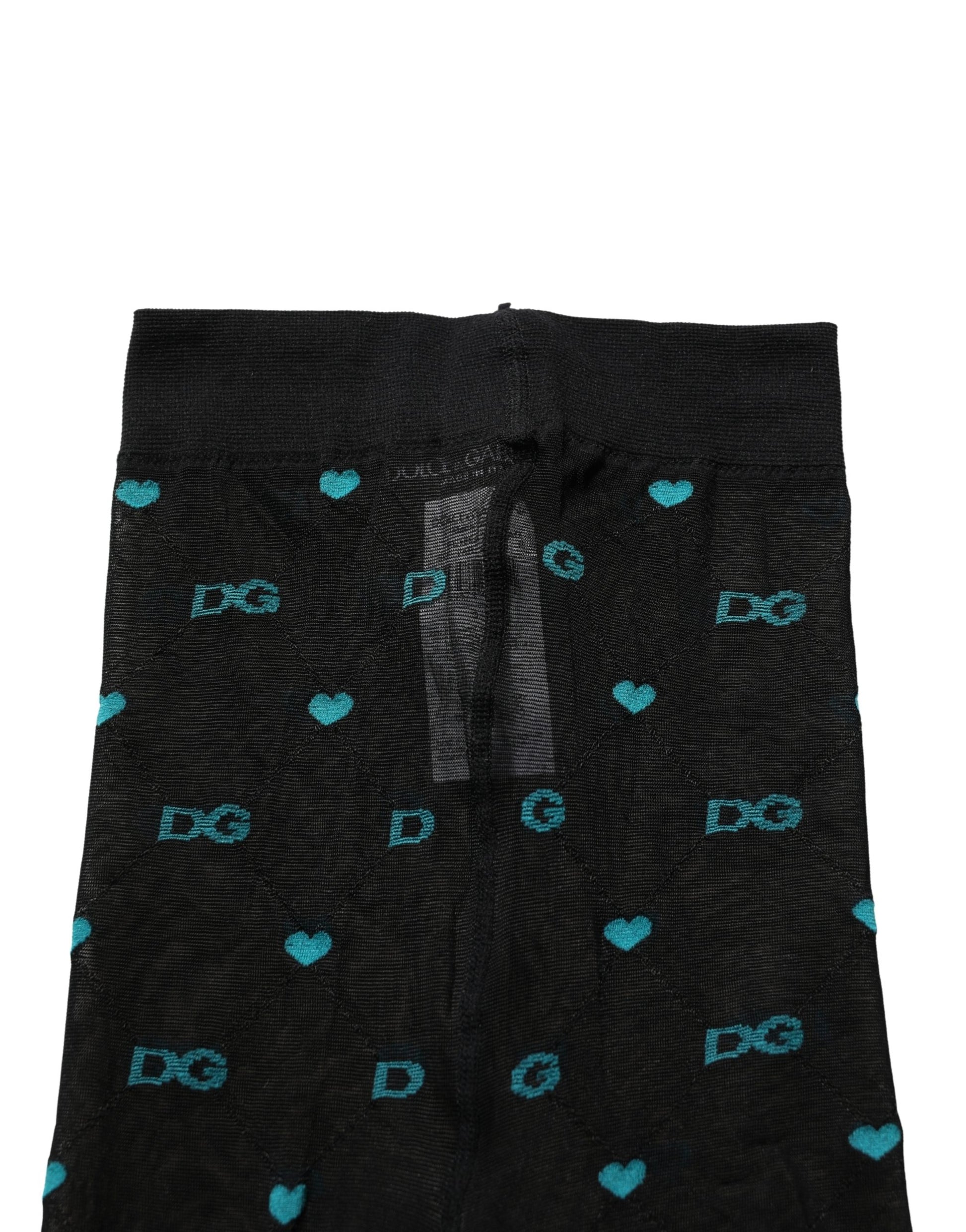 Dolce & Gabbana Black Nylon Logo Tights Stocking Pantyhose Socks