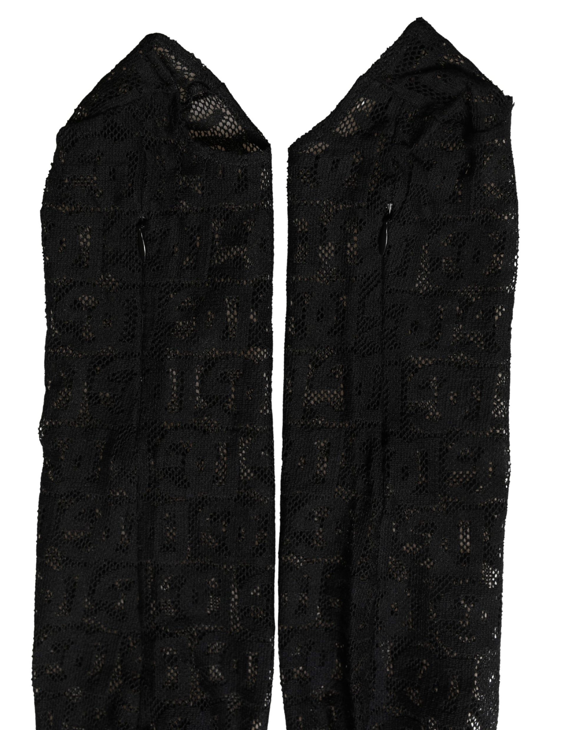 Dolce & Gabbana Black DG Logo Sheer Nylon Thigh High Socks