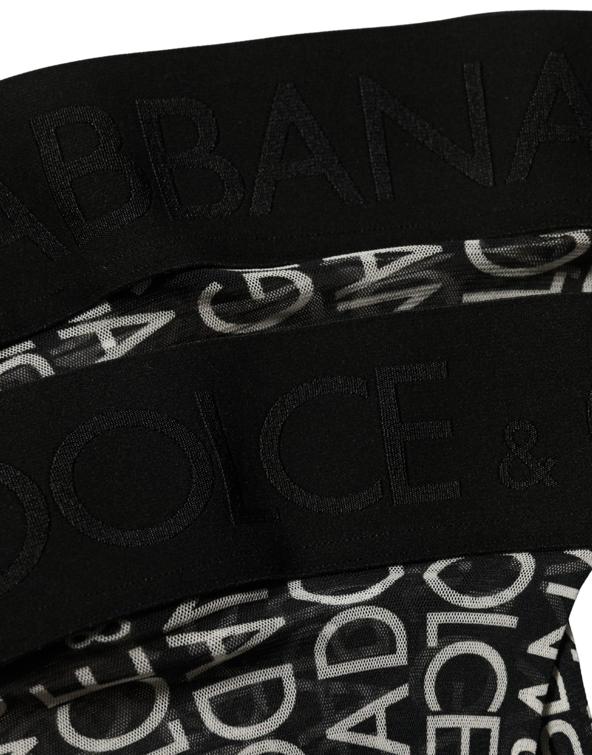Dolce & Gabbana Black Sheer Logo Monogram High Stockings Socks