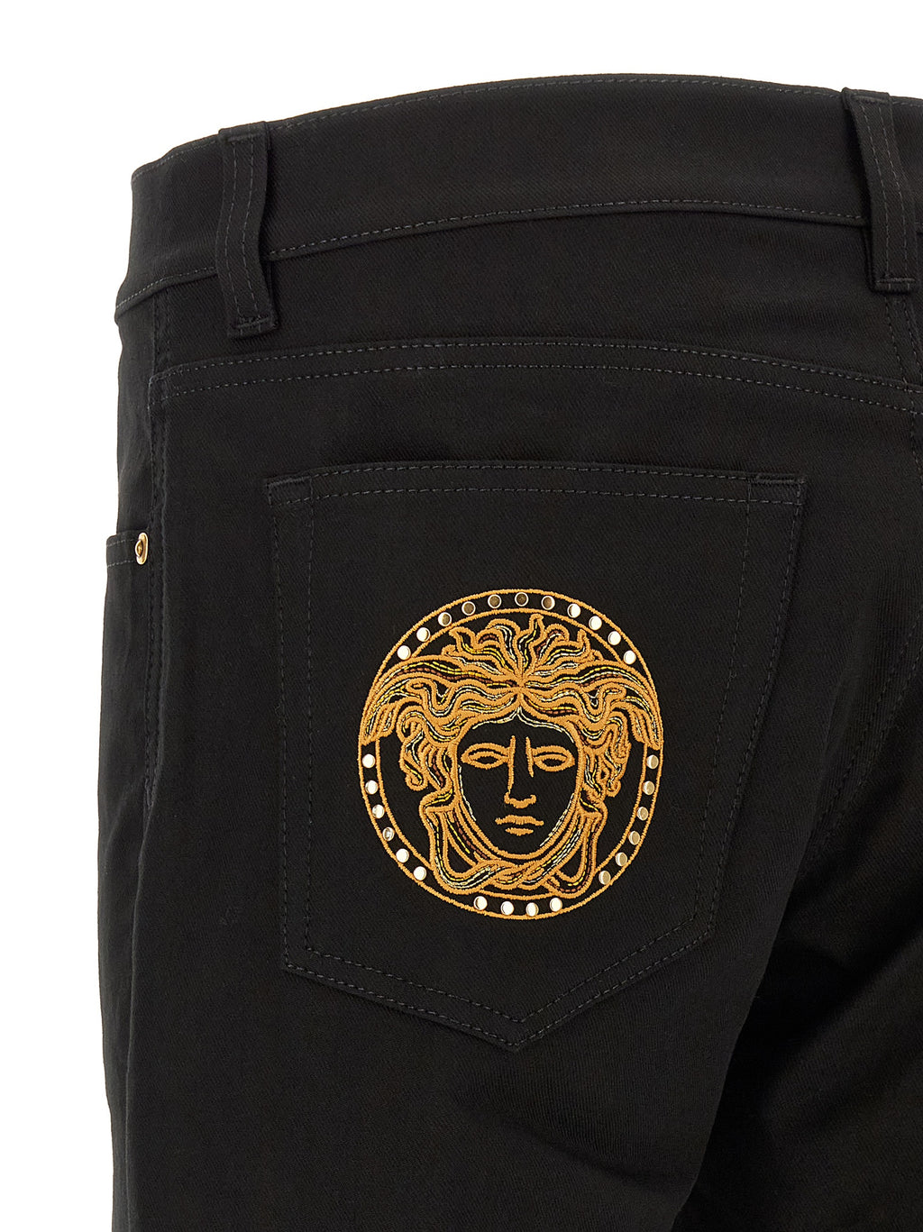 Versace Black Cotton Straight-Leg Jeans