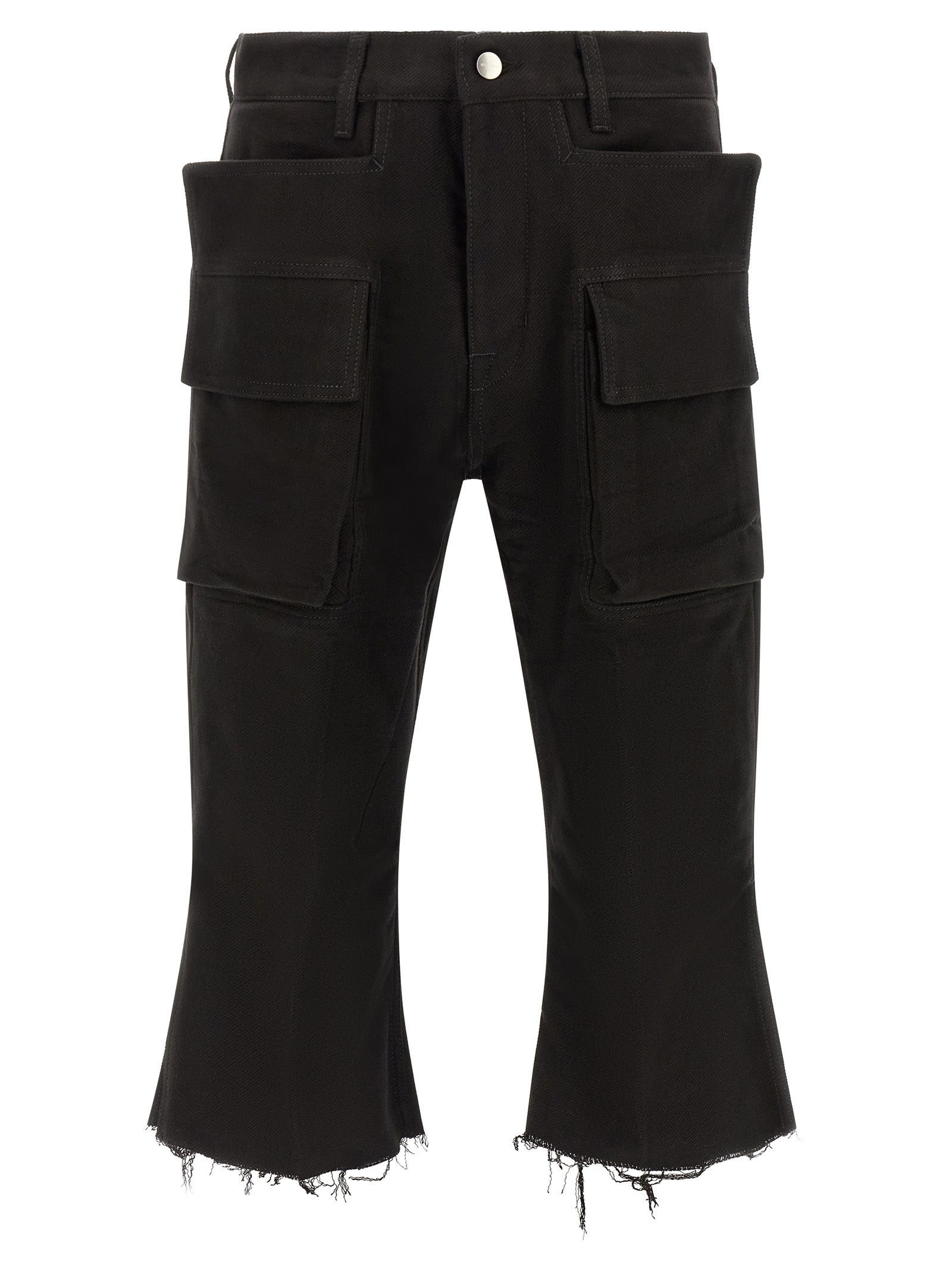 Rick Owens Black Cotton Cargo Pants