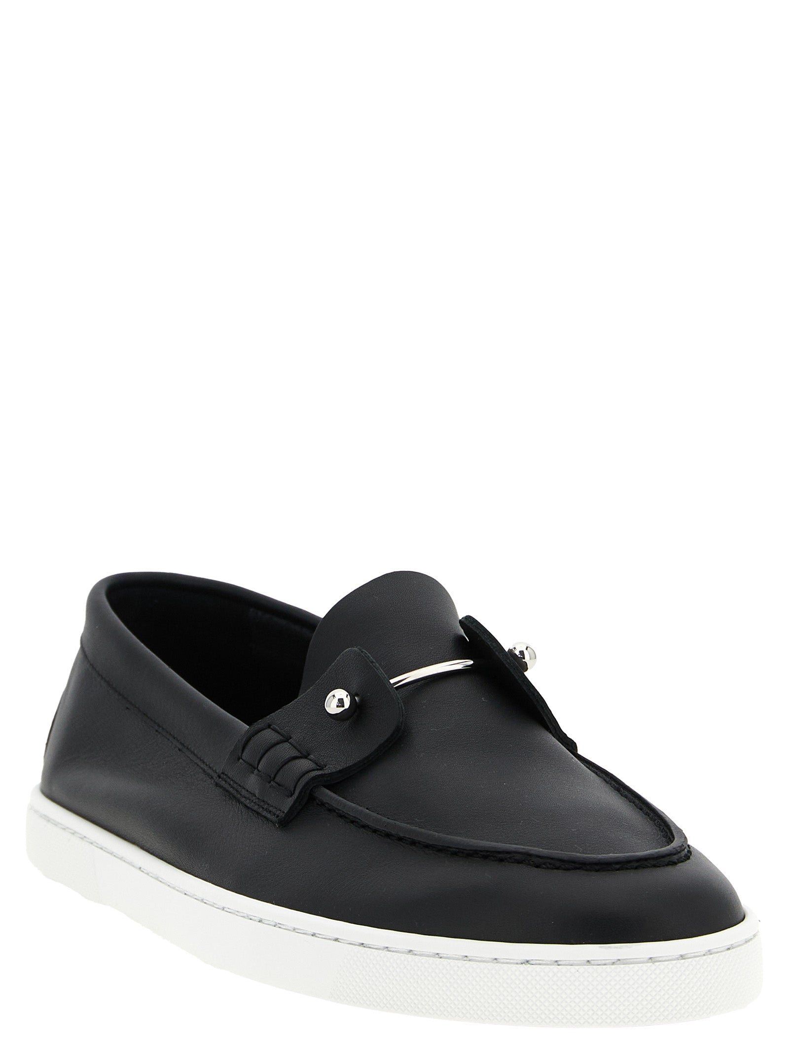 Christian Louboutin Black Calfskin Slip-On Loafers