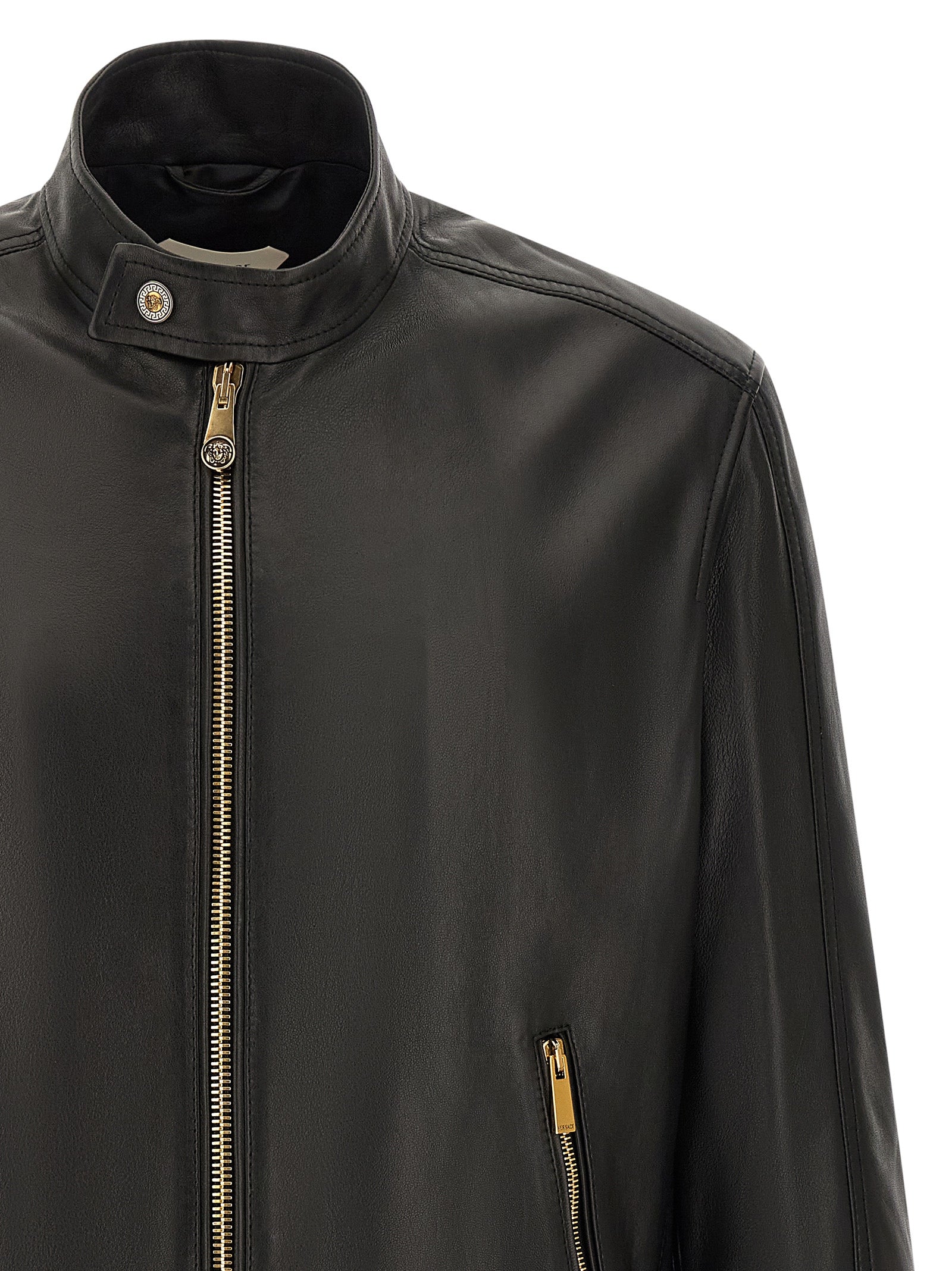 Versace Black Lamb Leather Leather Jacket